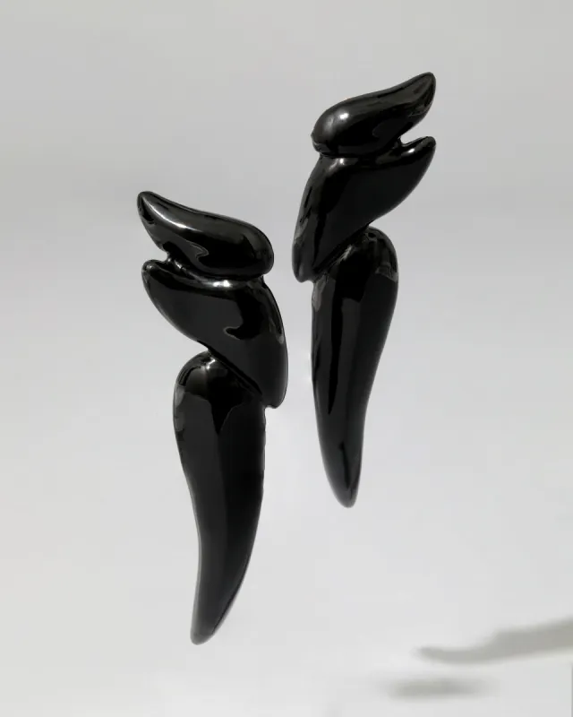 Liquid Lucite Wave Long Clip Earring- Black sold by Alexis Bittar