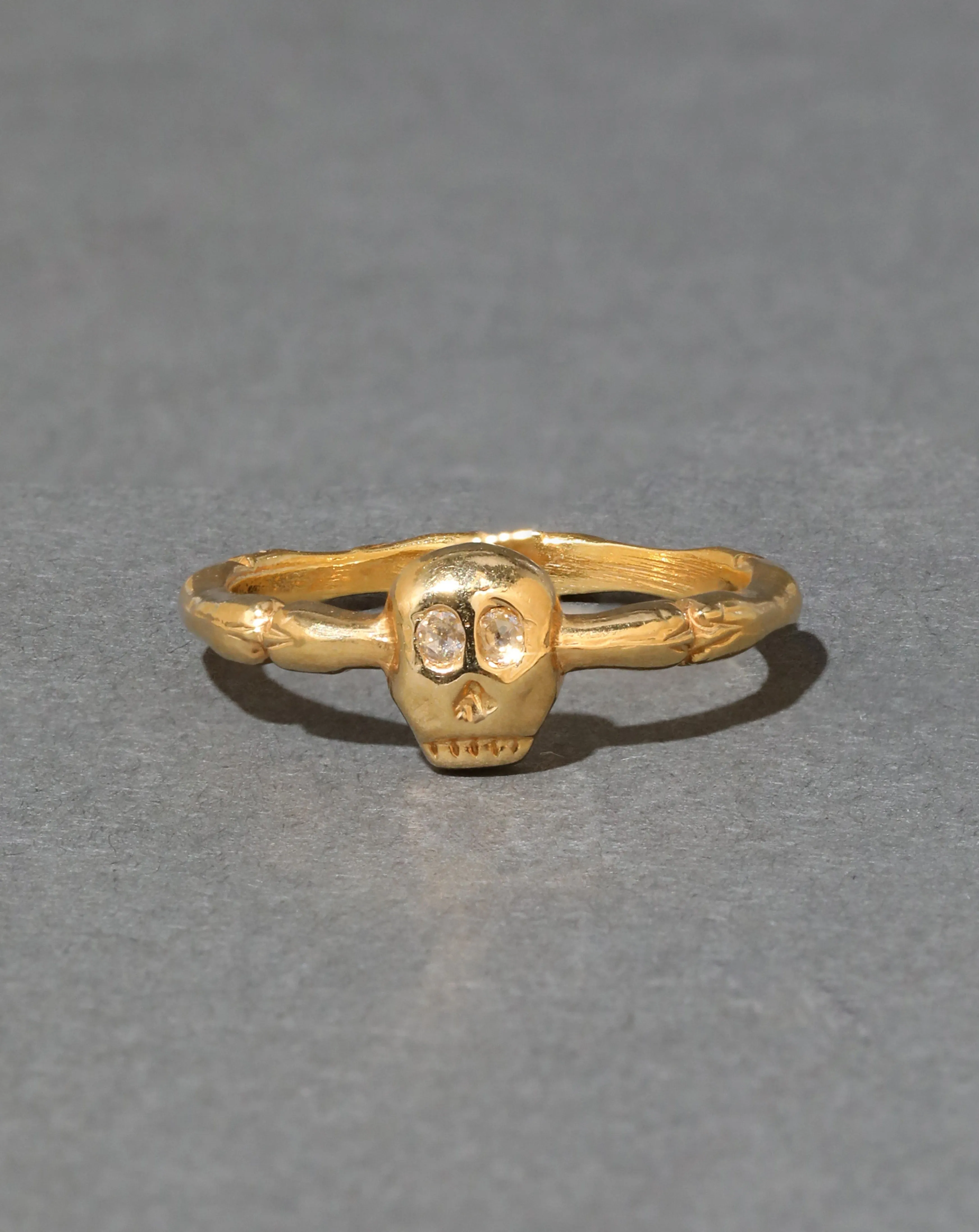 Memento Mori 18k Gold Band Ring in with Diamond Eyes sold by Alexis Bittar