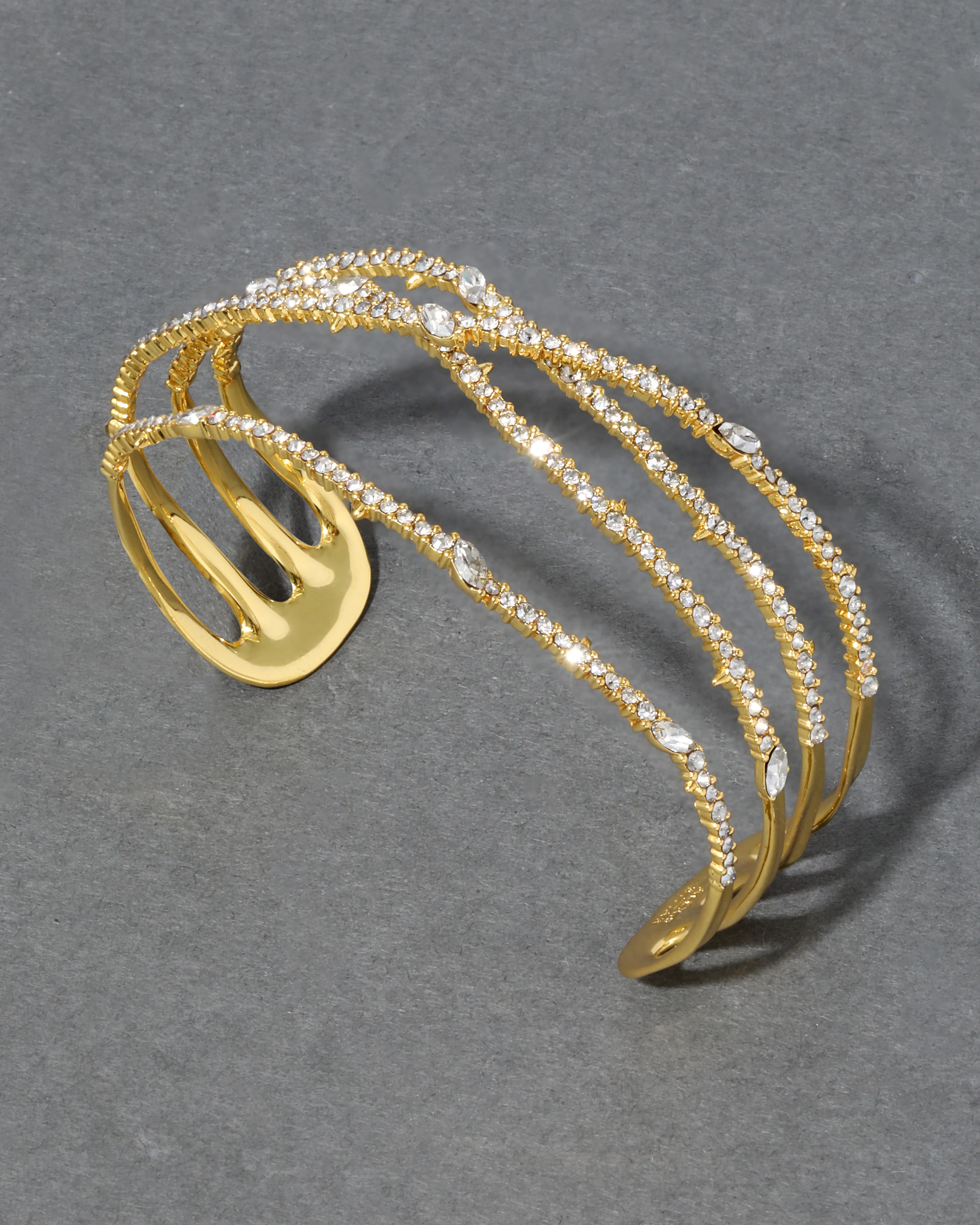 Crystal Pave Orbiting Cuff Bracelet- Gold sold by Alexis Bittar