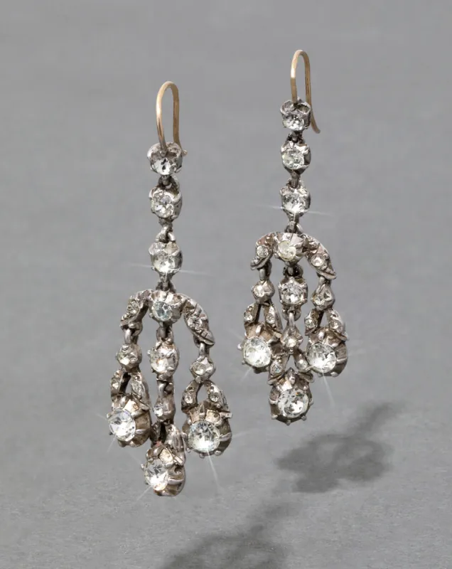 Antique Victorian 1800s French Paste Stone Chandelier Earrings sold by Alexis Bittar