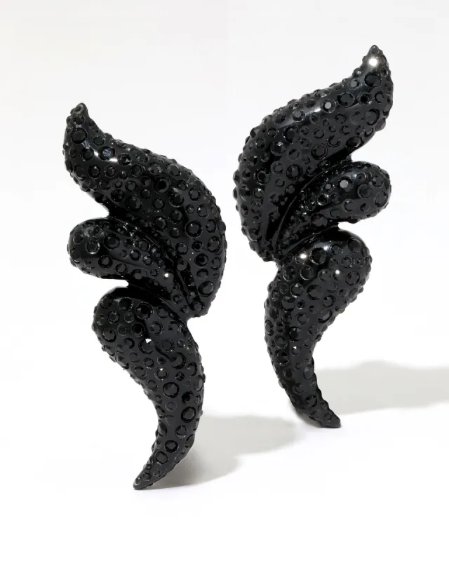 Liquid Lucite Pave Wave Clip Earring- Black sold by Alexis Bittar