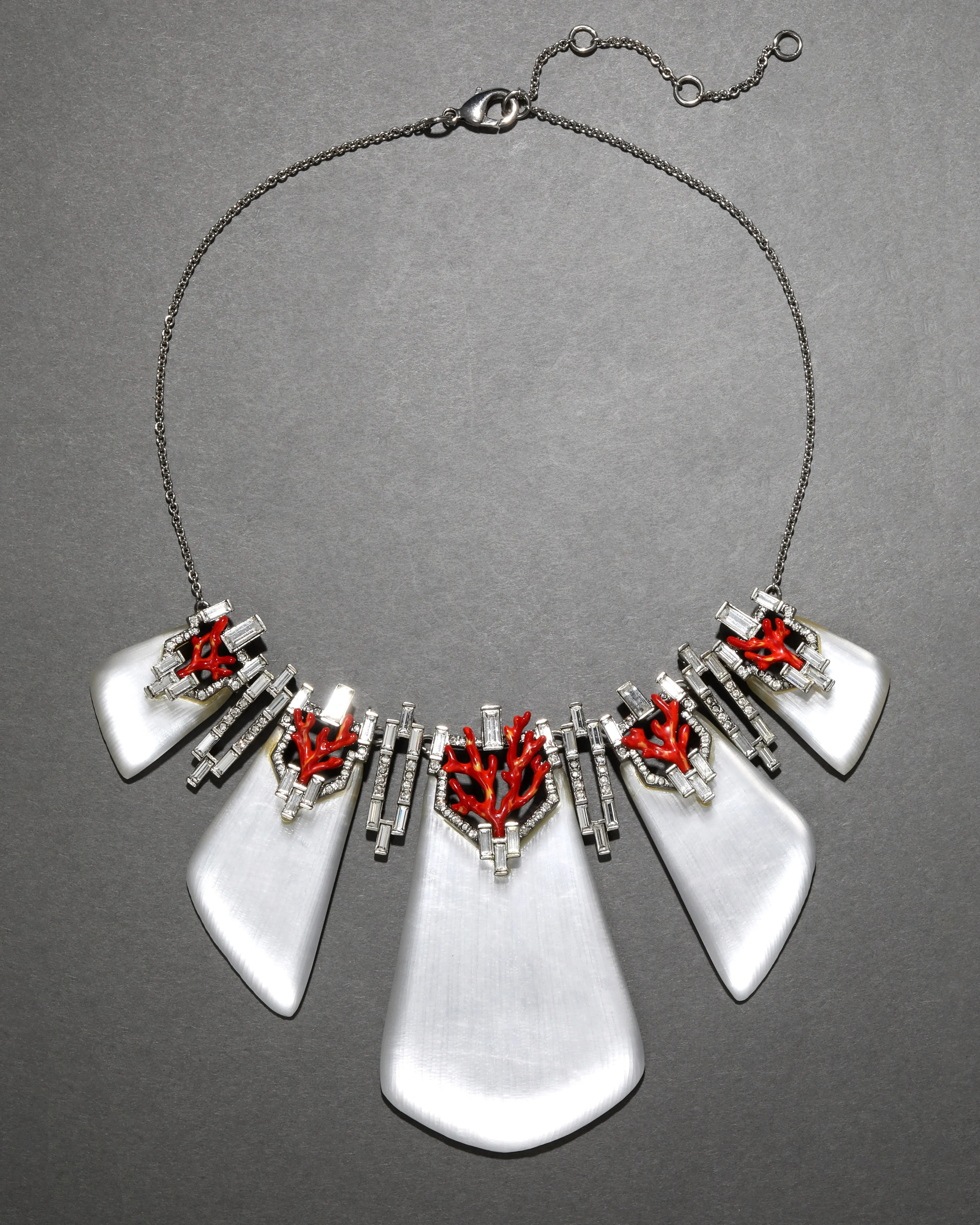 Archive Coral Deco Crystal Baguette Lucite Bib Necklace sold by Alexis Bittar product image thumbnail 2