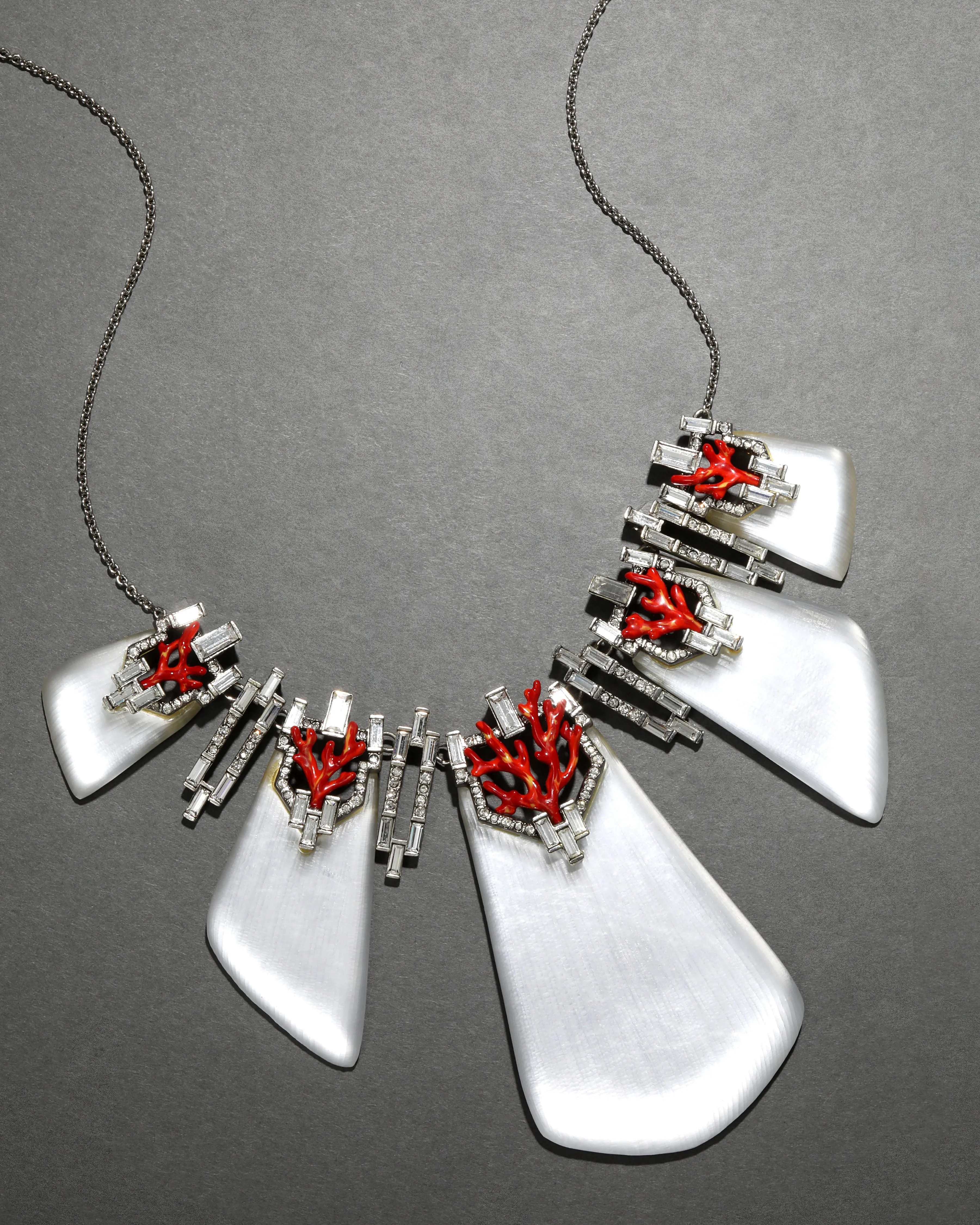 Archive Coral Deco Crystal Baguette Lucite Bib Necklace sold by Alexis Bittar