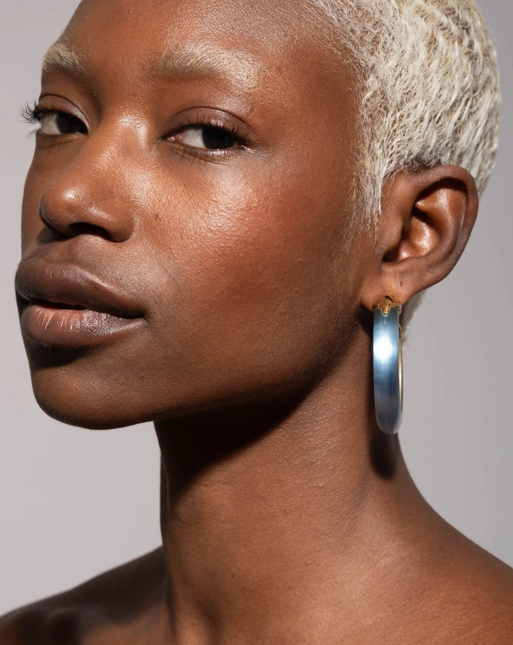 Luminous Lucite Gold Dipped Hoop Earring- Bermuda Blue sold by Alexis Bittar product image thumbnail 3