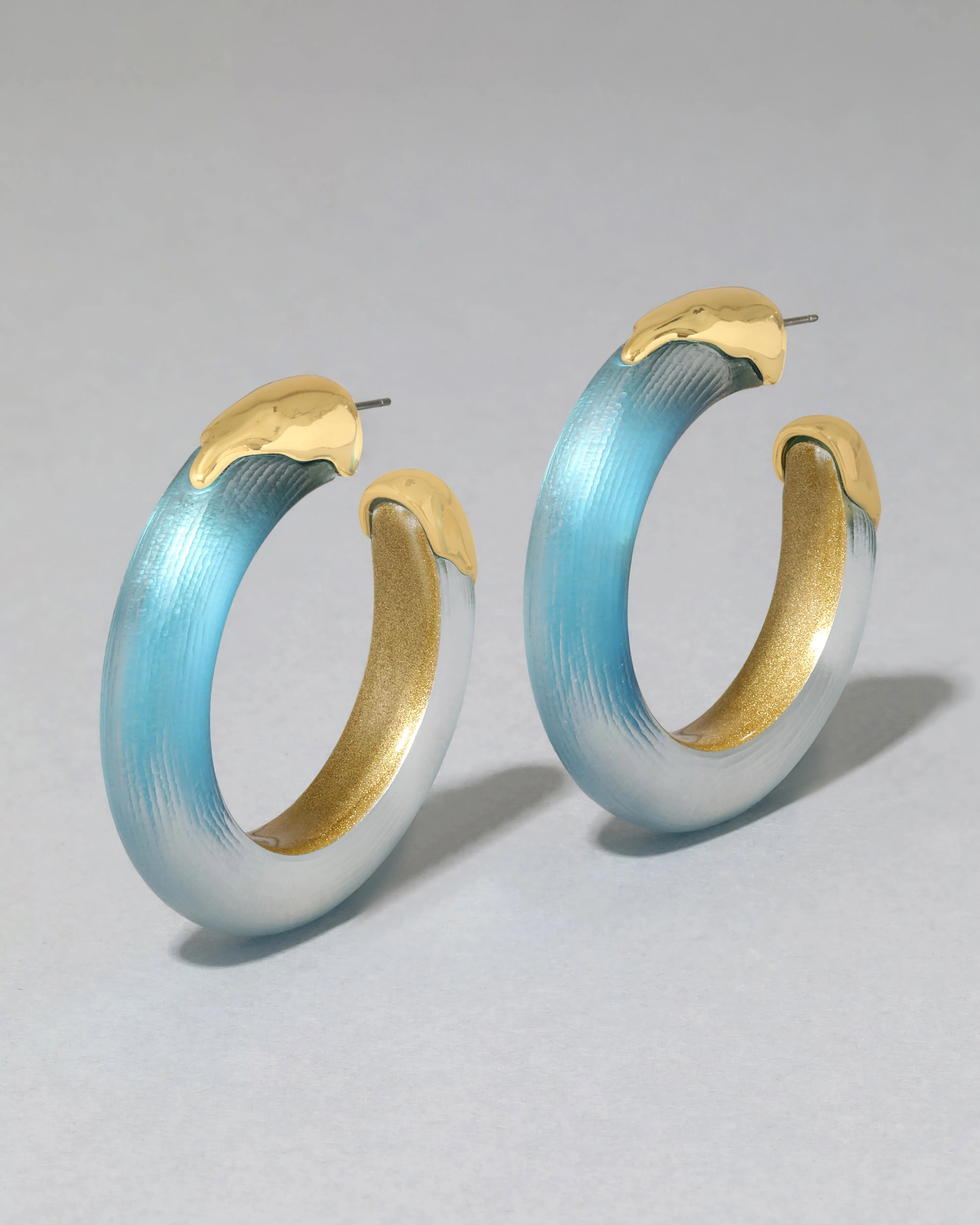 Luminous Lucite Gold Dipped Hoop Earring- Bermuda Blue sold by Alexis Bittar