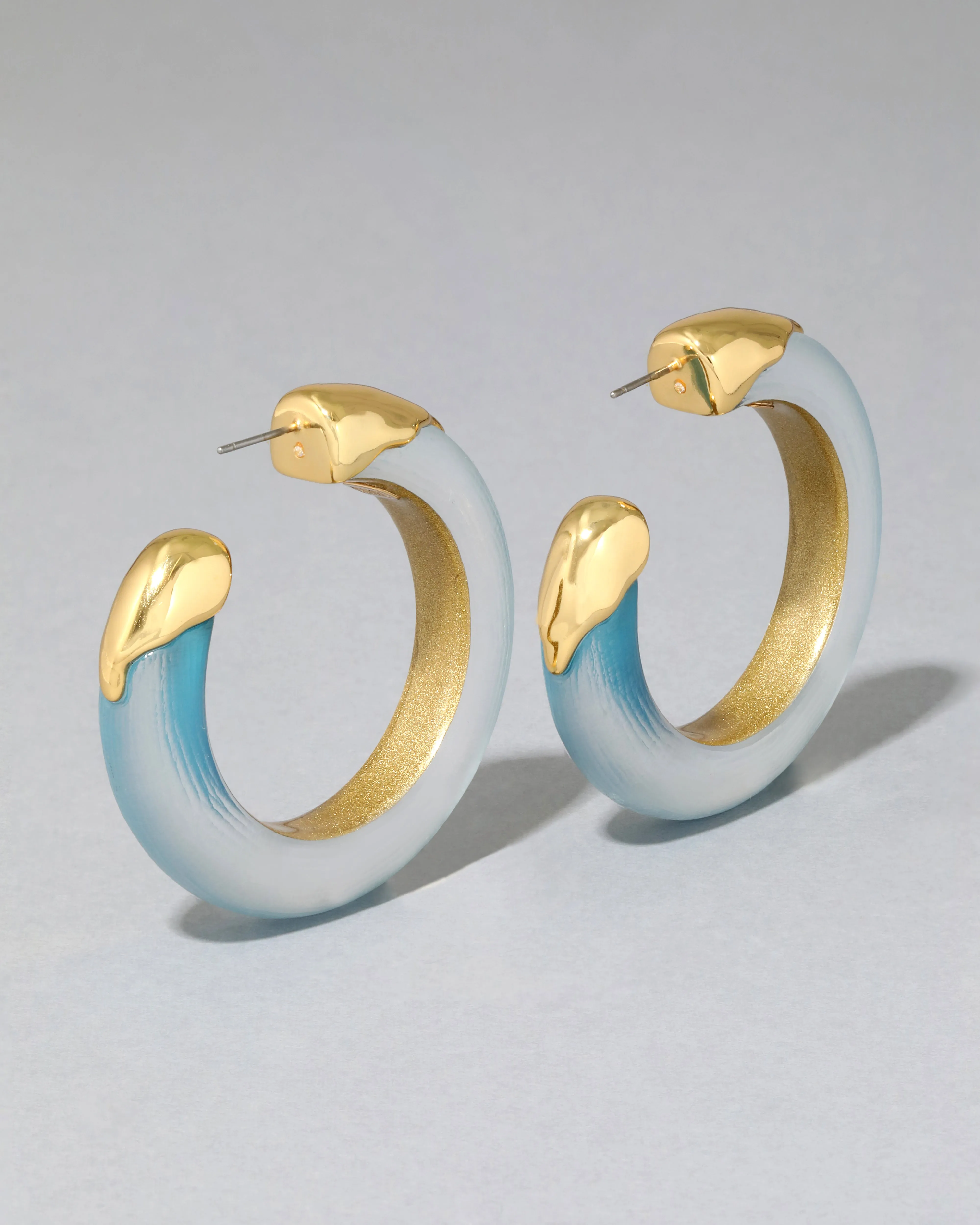 Luminous Lucite Gold Dipped Hoop Earring- Bermuda Blue sold by Alexis Bittar product image thumbnail 5