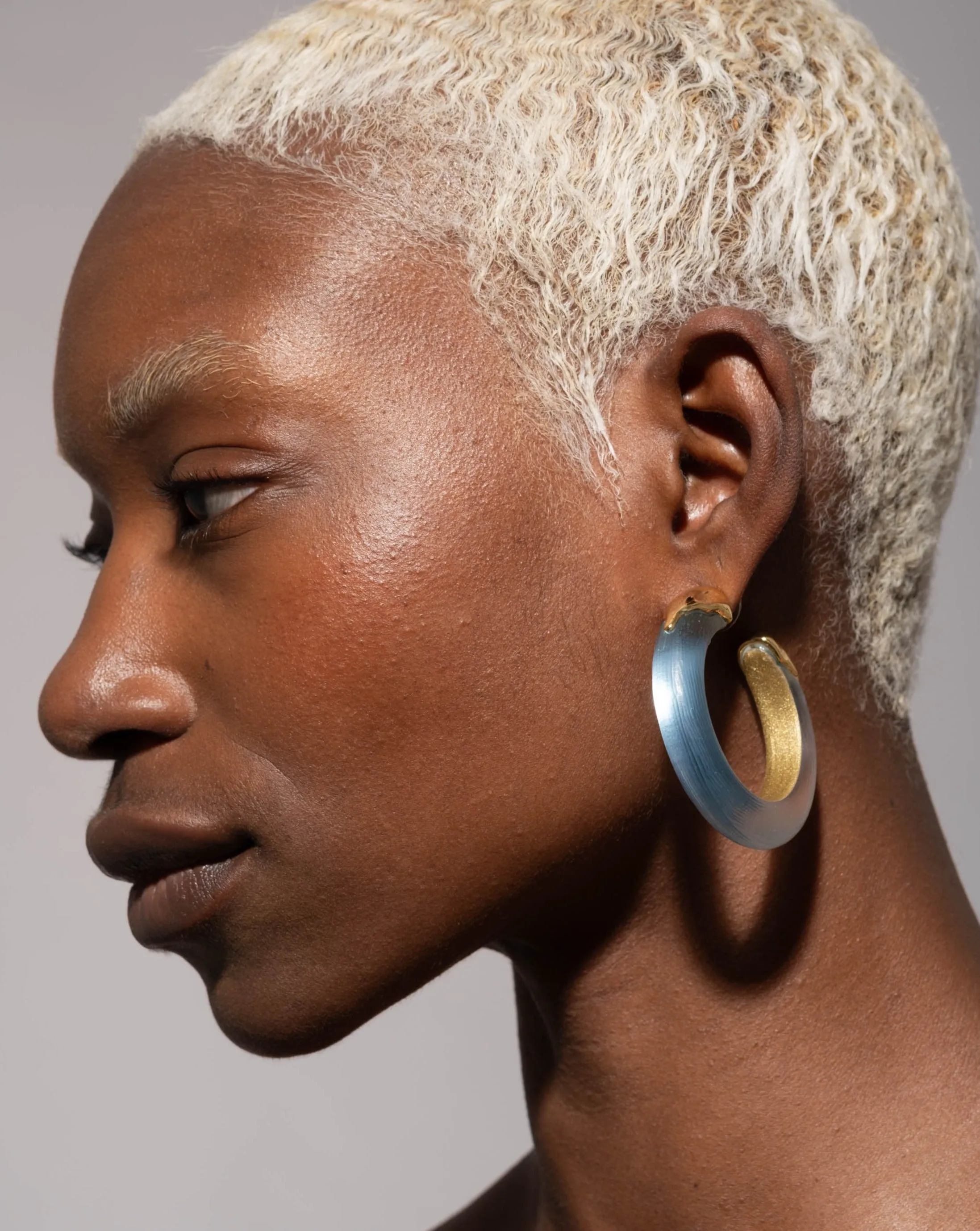 Luminous Lucite Gold Dipped Hoop Earring- Bermuda Blue sold by Alexis Bittar product image thumbnail 2