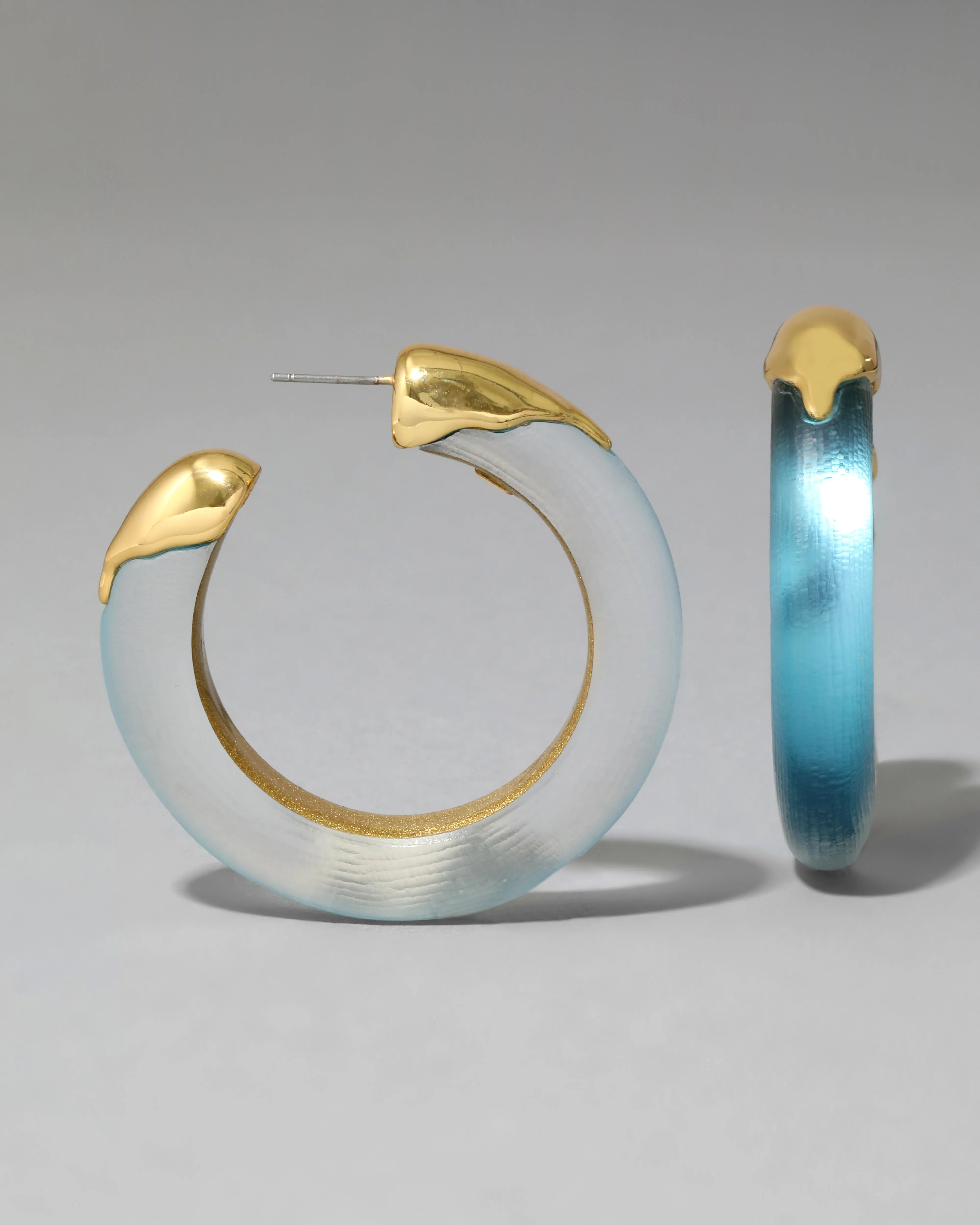 Luminous Lucite Gold Dipped Hoop Earring- Bermuda Blue sold by Alexis Bittar product image thumbnail 4