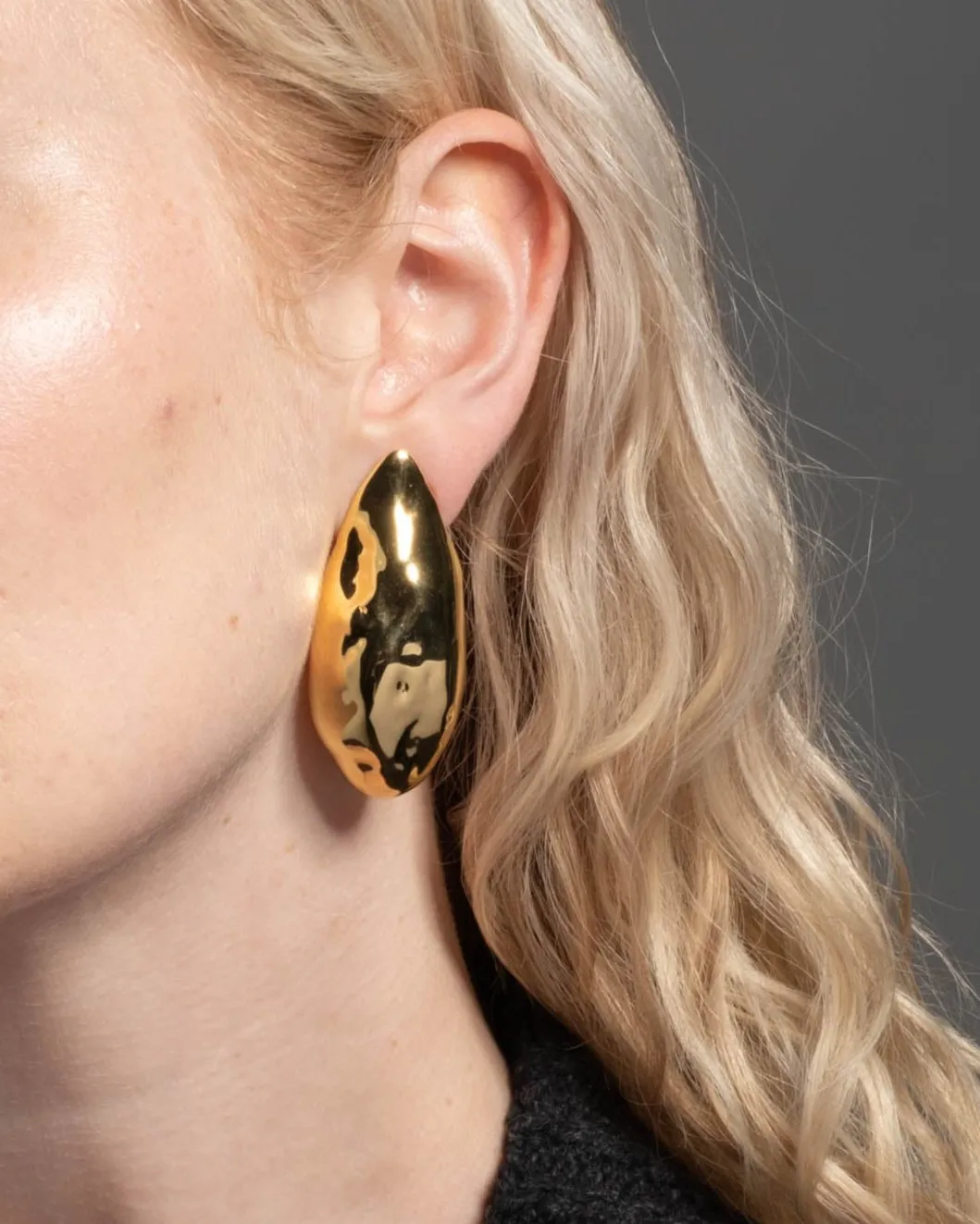 Molten Gold Puffy Teardrop Post Earring sold by Alexis Bittar product image thumbnail 3
