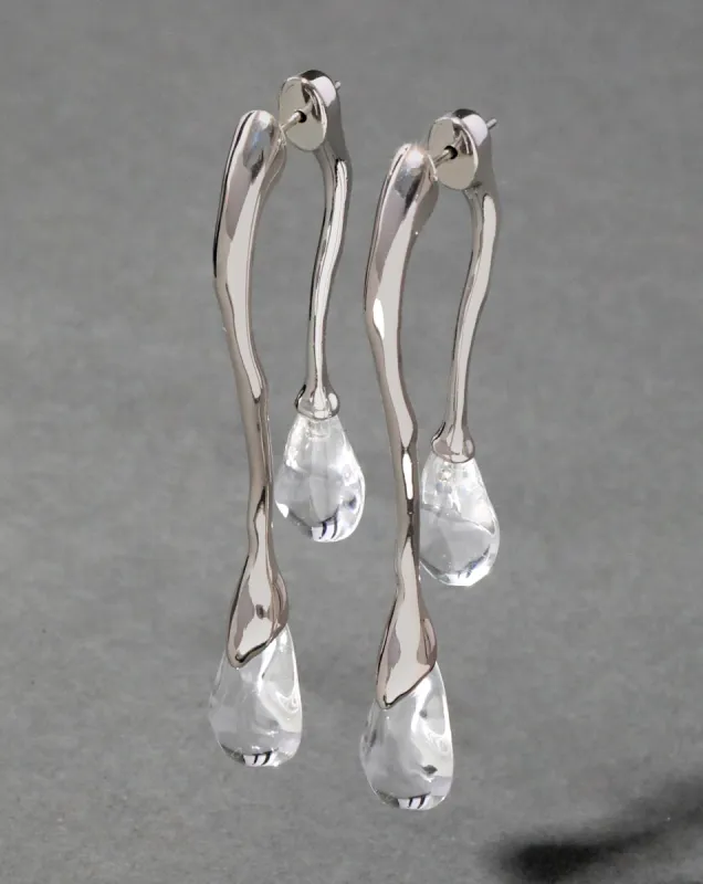 Lucite Silver Front Back Double Drop Earring- Clear sold by Alexis Bittar