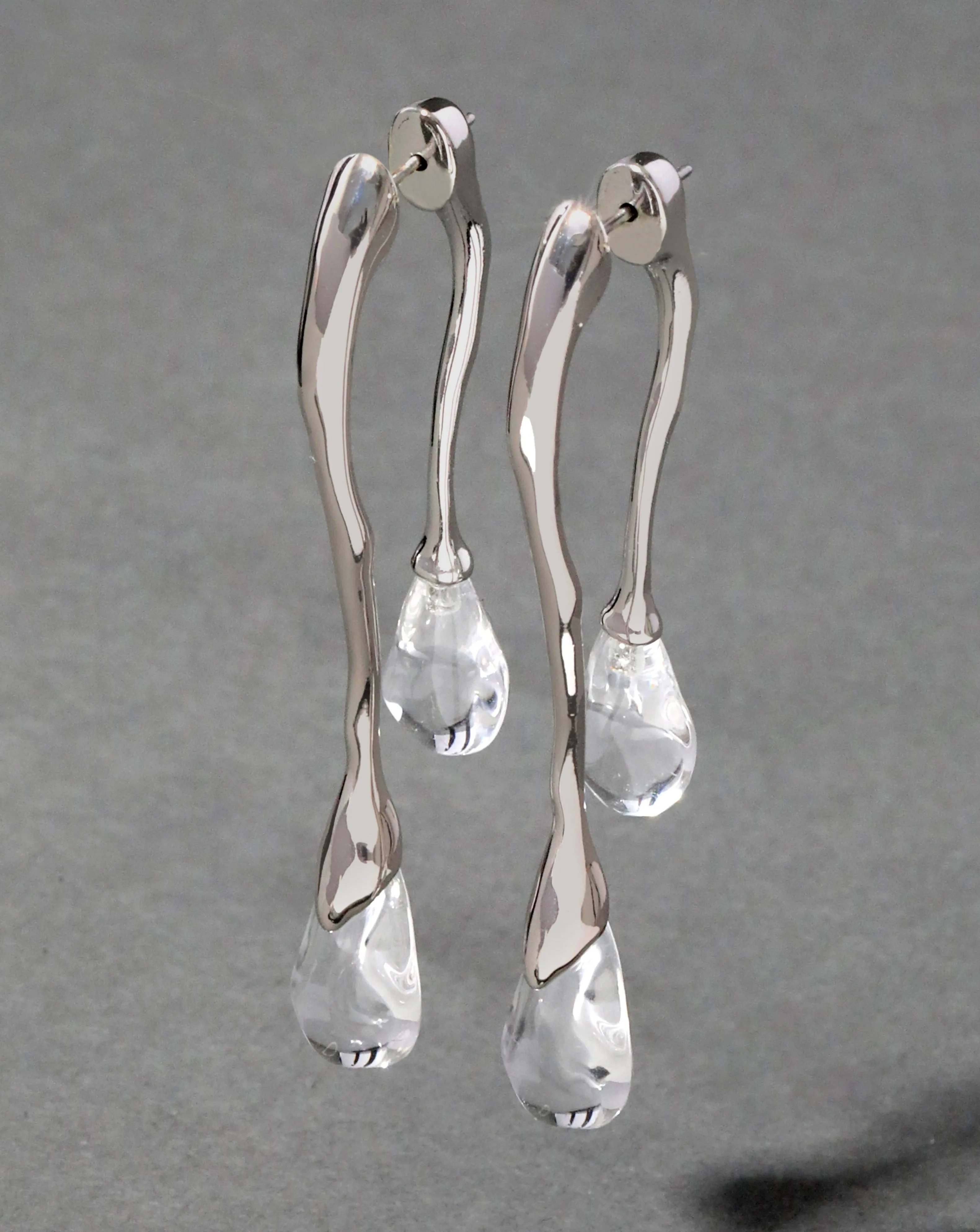 Lucite Silver Front Back Double Drop Earring- Clear sold by Alexis Bittar