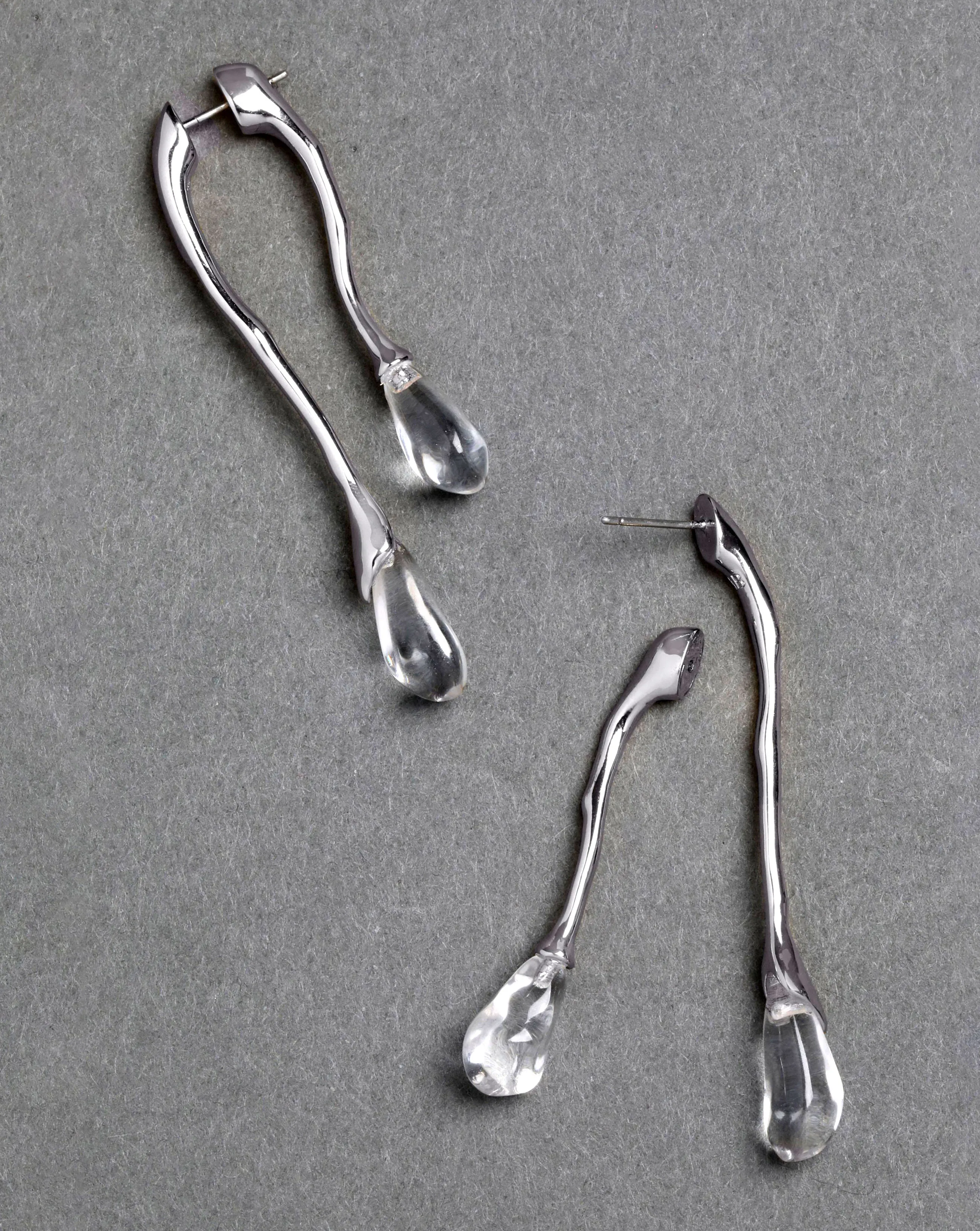 Lucite Silver Front Back Double Drop Earring- Clear sold by Alexis Bittar product image thumbnail 4