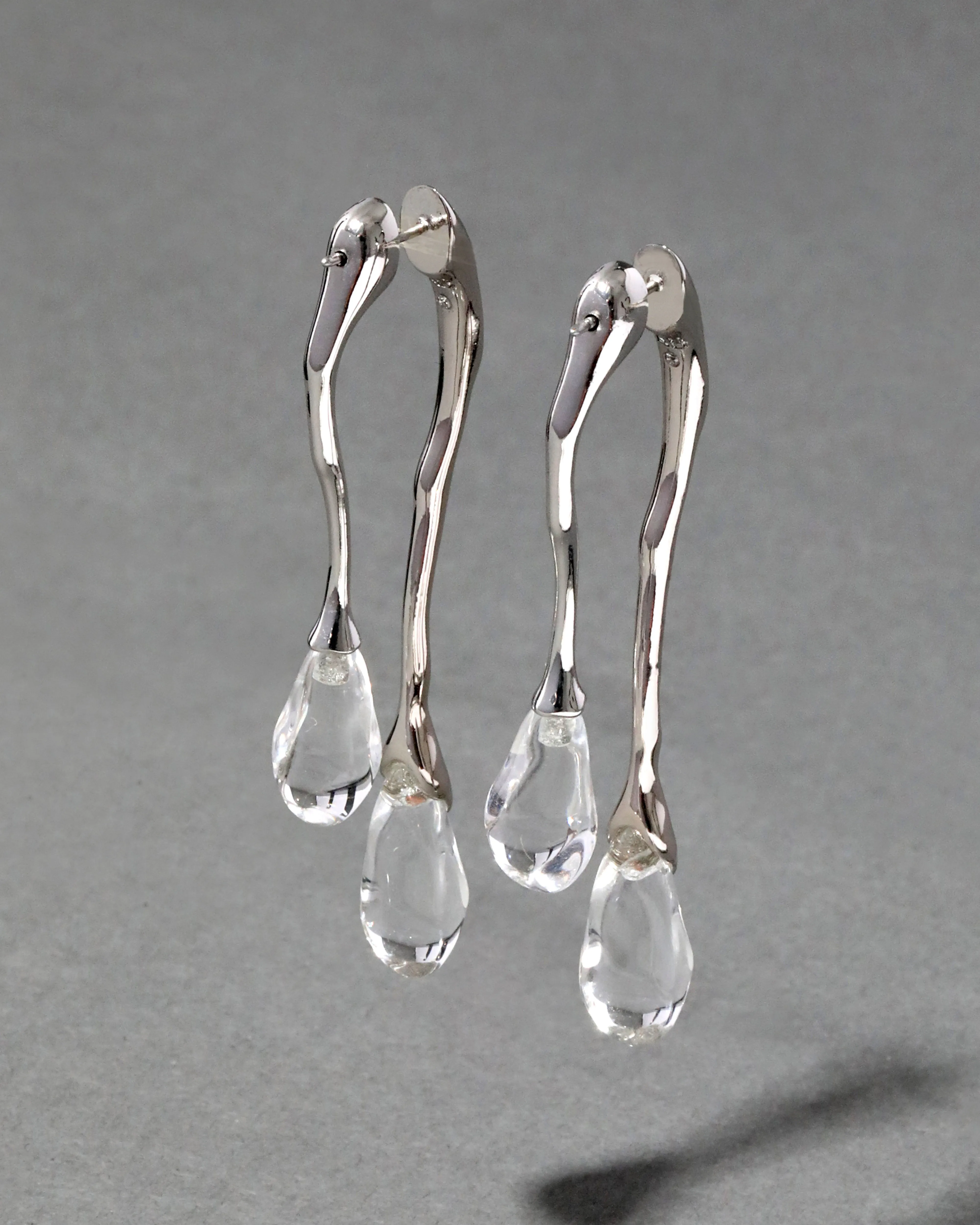 Lucite Silver Front Back Double Drop Earring- Clear sold by Alexis Bittar product image thumbnail 5