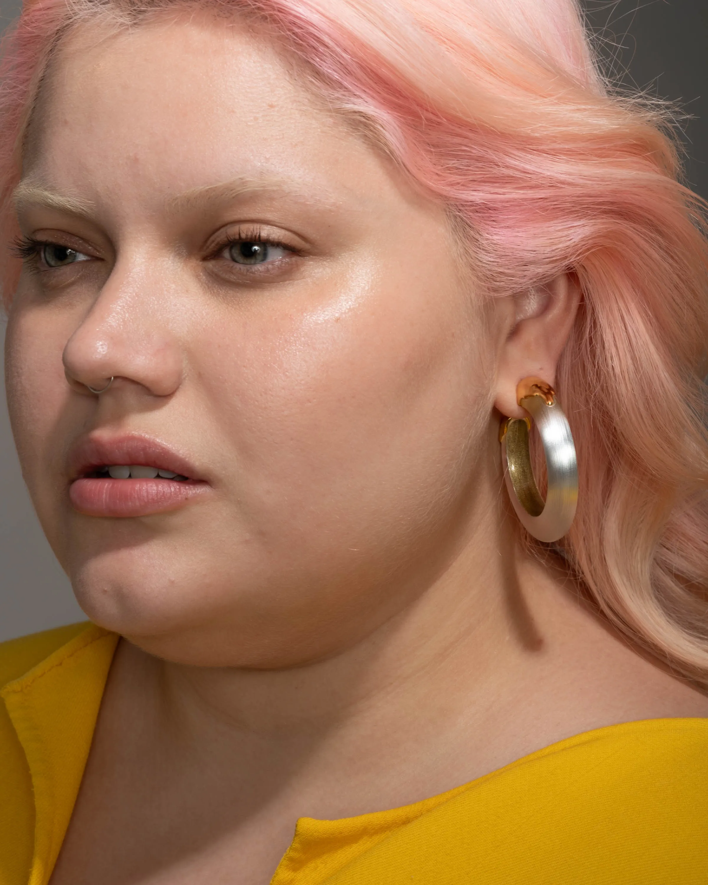 Luminous Lucite Gold Dipped Hoop Earring- Silver sold by Alexis Bittar product image thumbnail 2