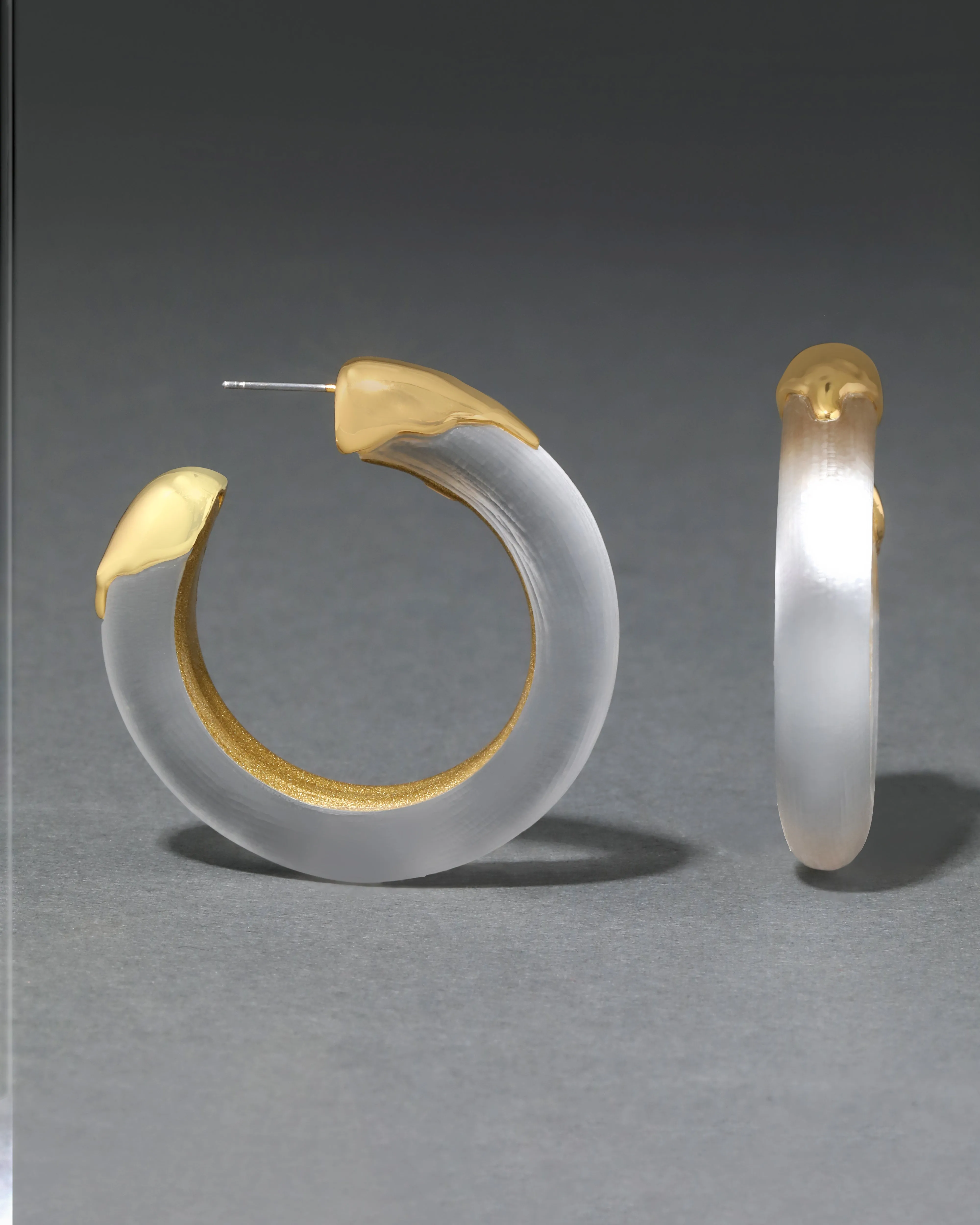 Luminous Lucite Gold Dipped Hoop Earring- Silver sold by Alexis Bittar product image thumbnail 4