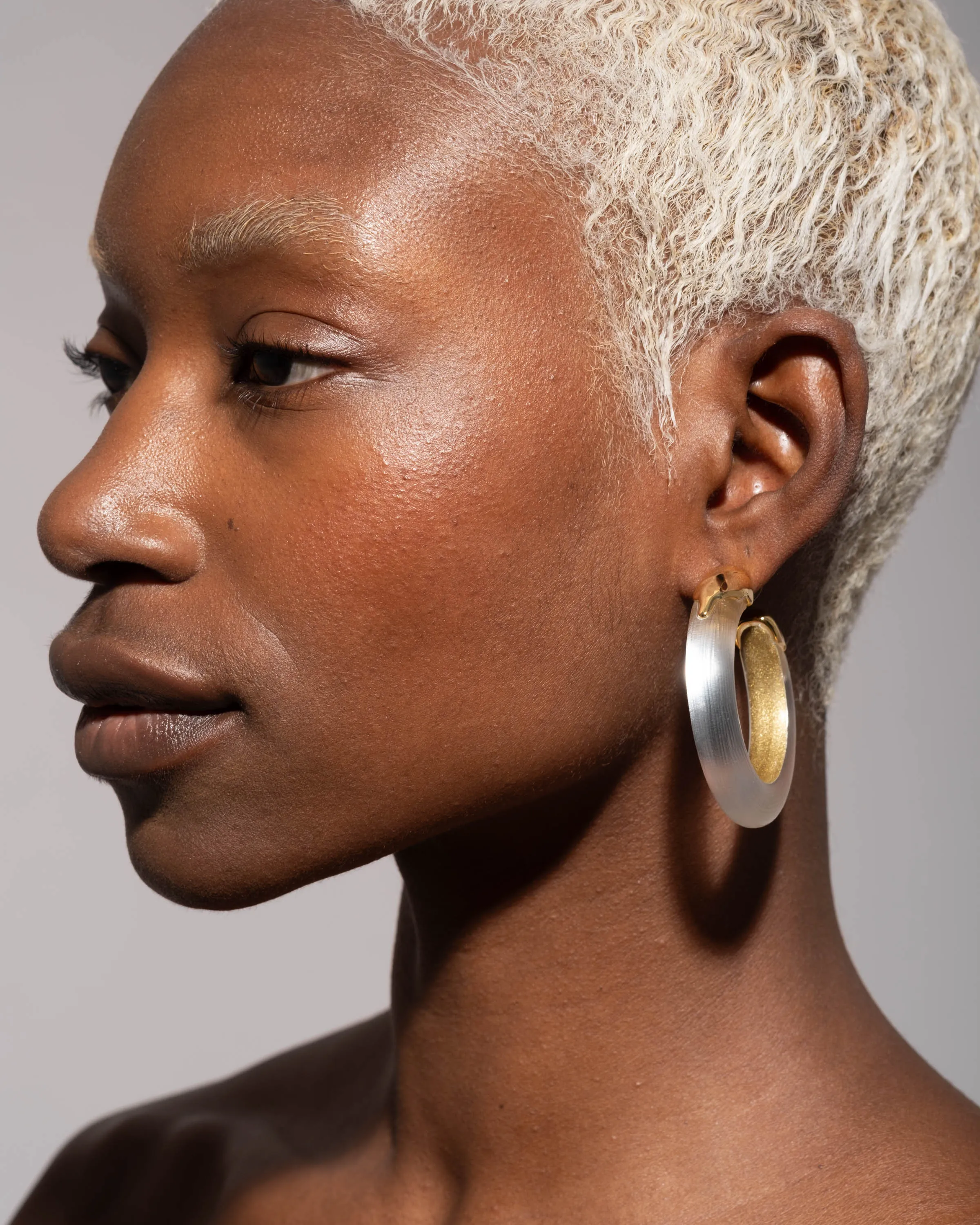 Luminous Lucite Gold Dipped Hoop Earring- Silver sold by Alexis Bittar product image thumbnail 3