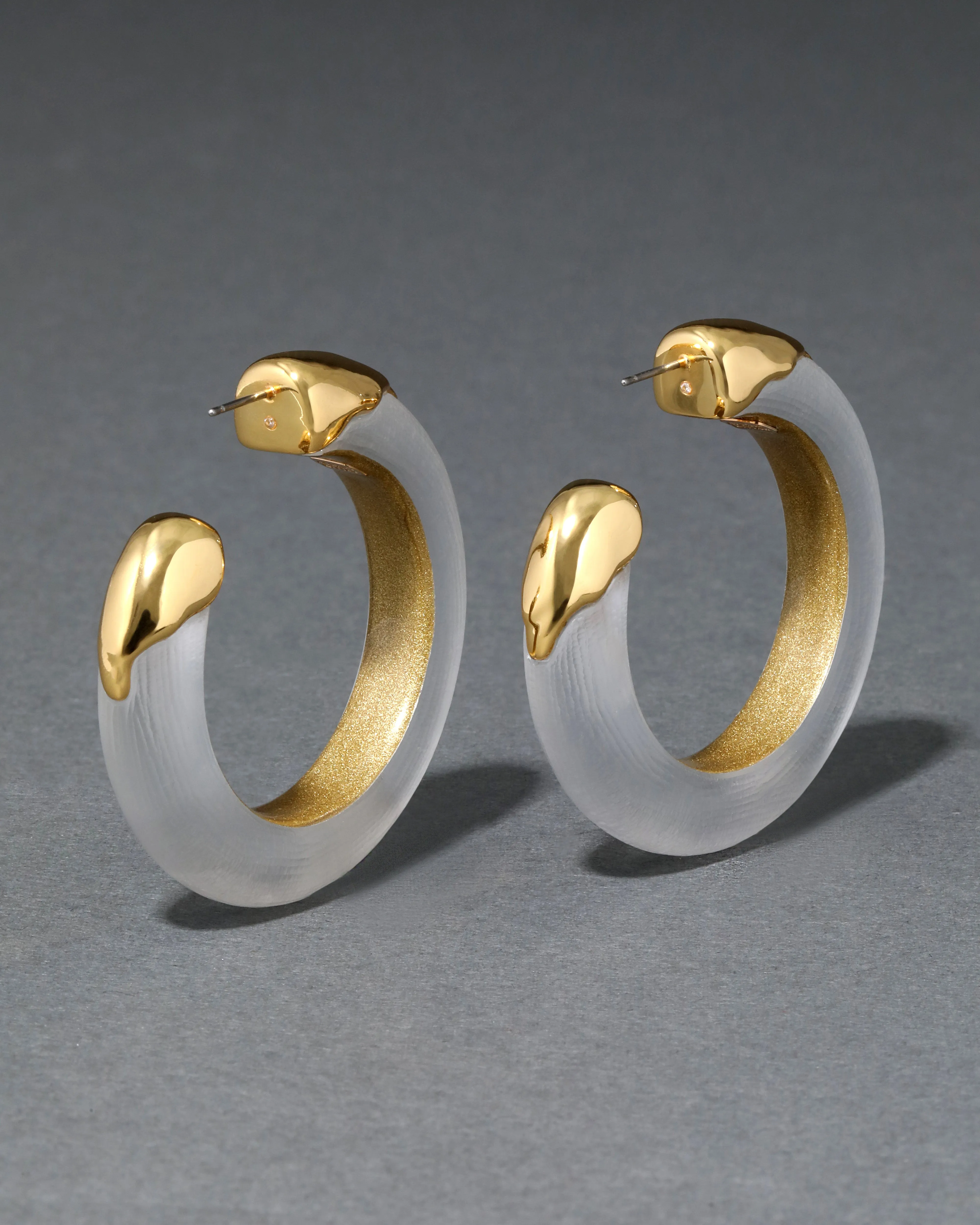 Luminous Lucite Gold Dipped Hoop Earring- Silver sold by Alexis Bittar product image thumbnail 5