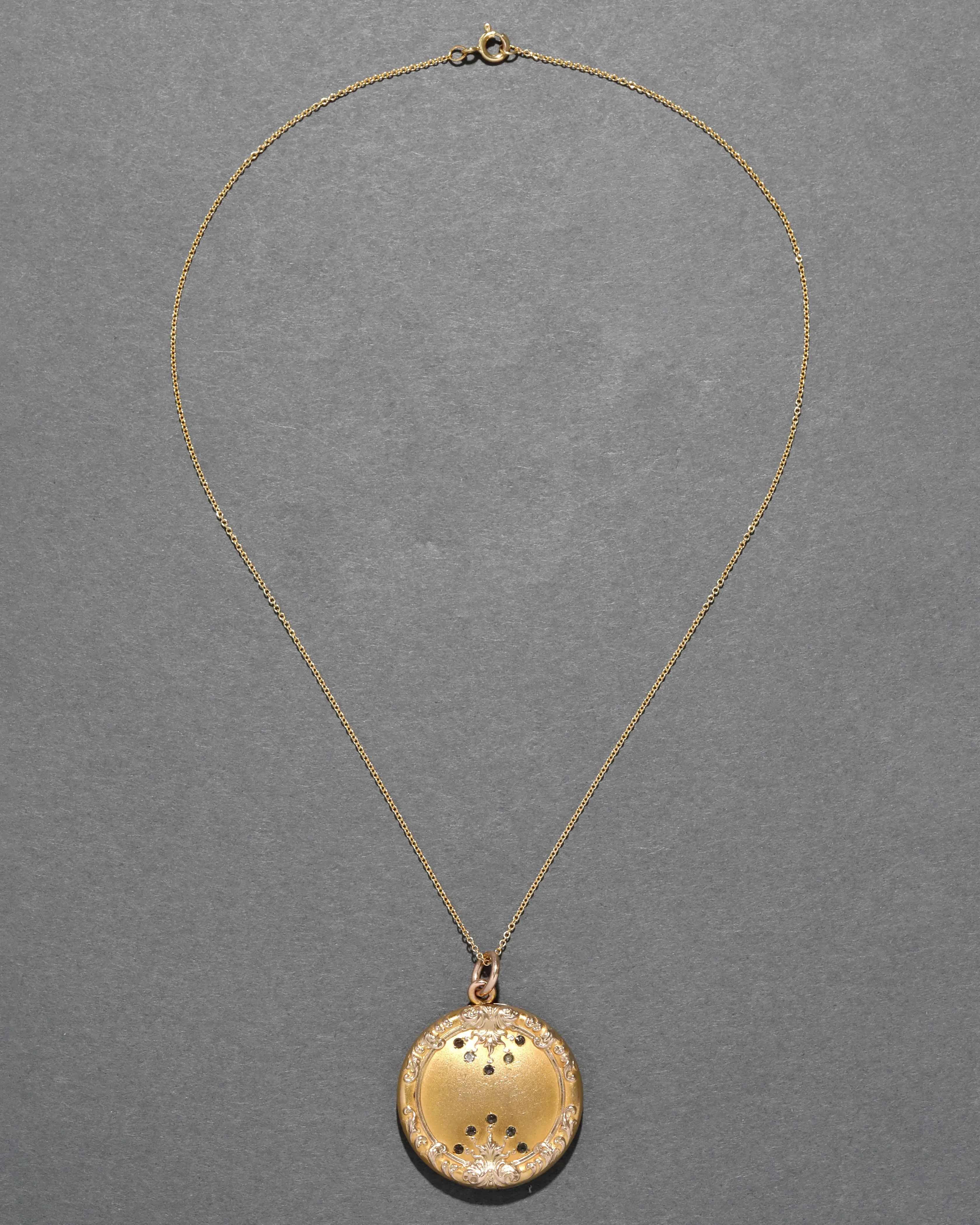 Antique 1890s 14k Gold Filled Art Nouveau Crystal Detail Locket Necklace sold by Alexis Bittar product image thumbnail 2