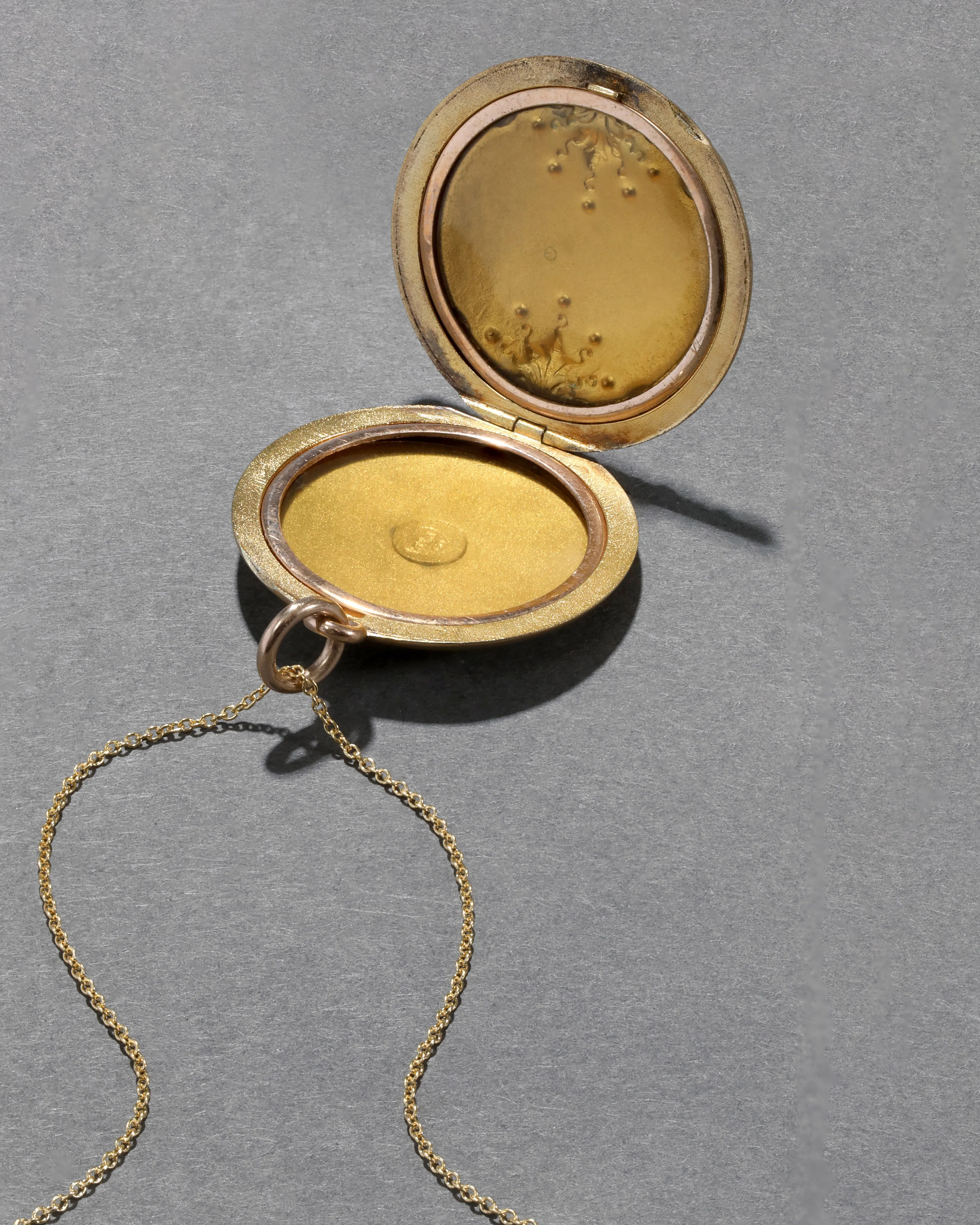 Antique 1890s 14k Gold Filled Art Nouveau Crystal Detail Locket Necklace sold by Alexis Bittar product image thumbnail 3