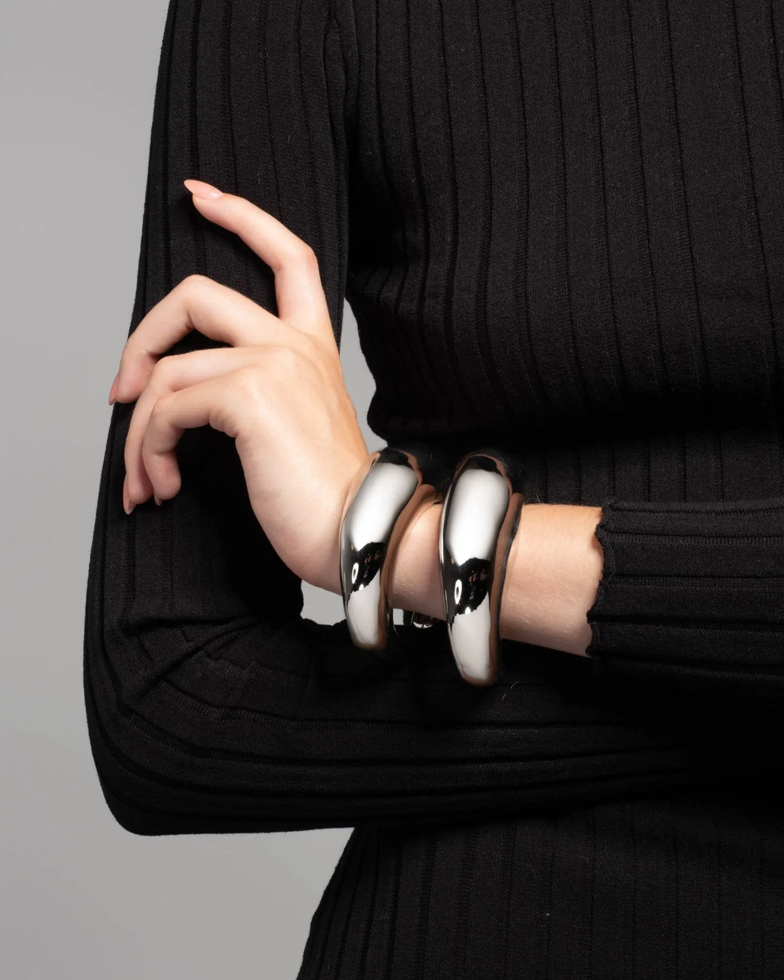 Large Molten Hinged Cuff - Silver sold by Alexis Bittar product image thumbnail 2