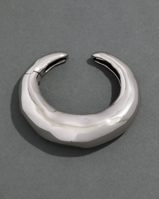 Large Molten Hinged Cuff - Silver sold by Alexis Bittar