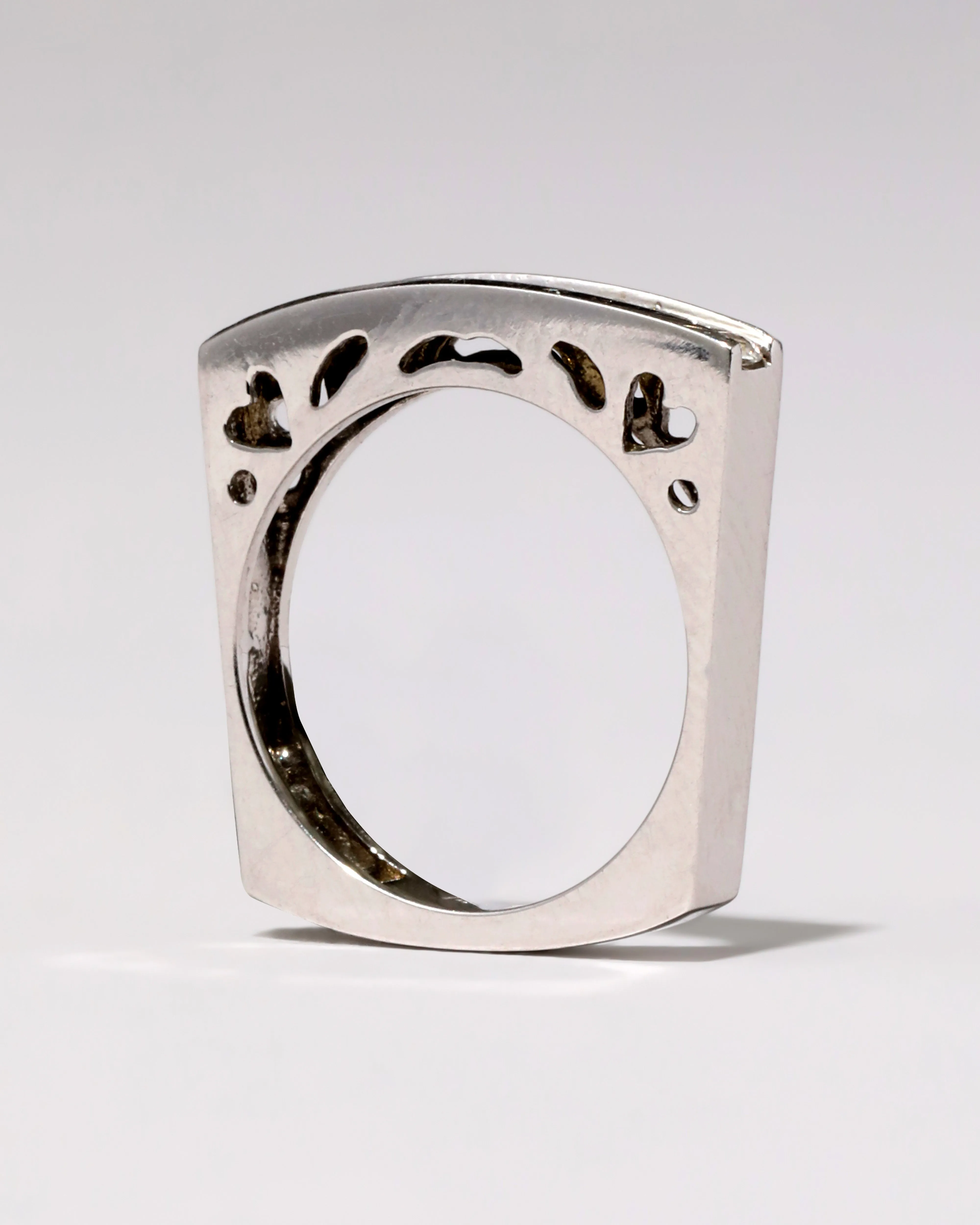 Vintage 14k White Gold Diamond Squared Band Stacking Ring sold by Alexis Bittar product image thumbnail 2