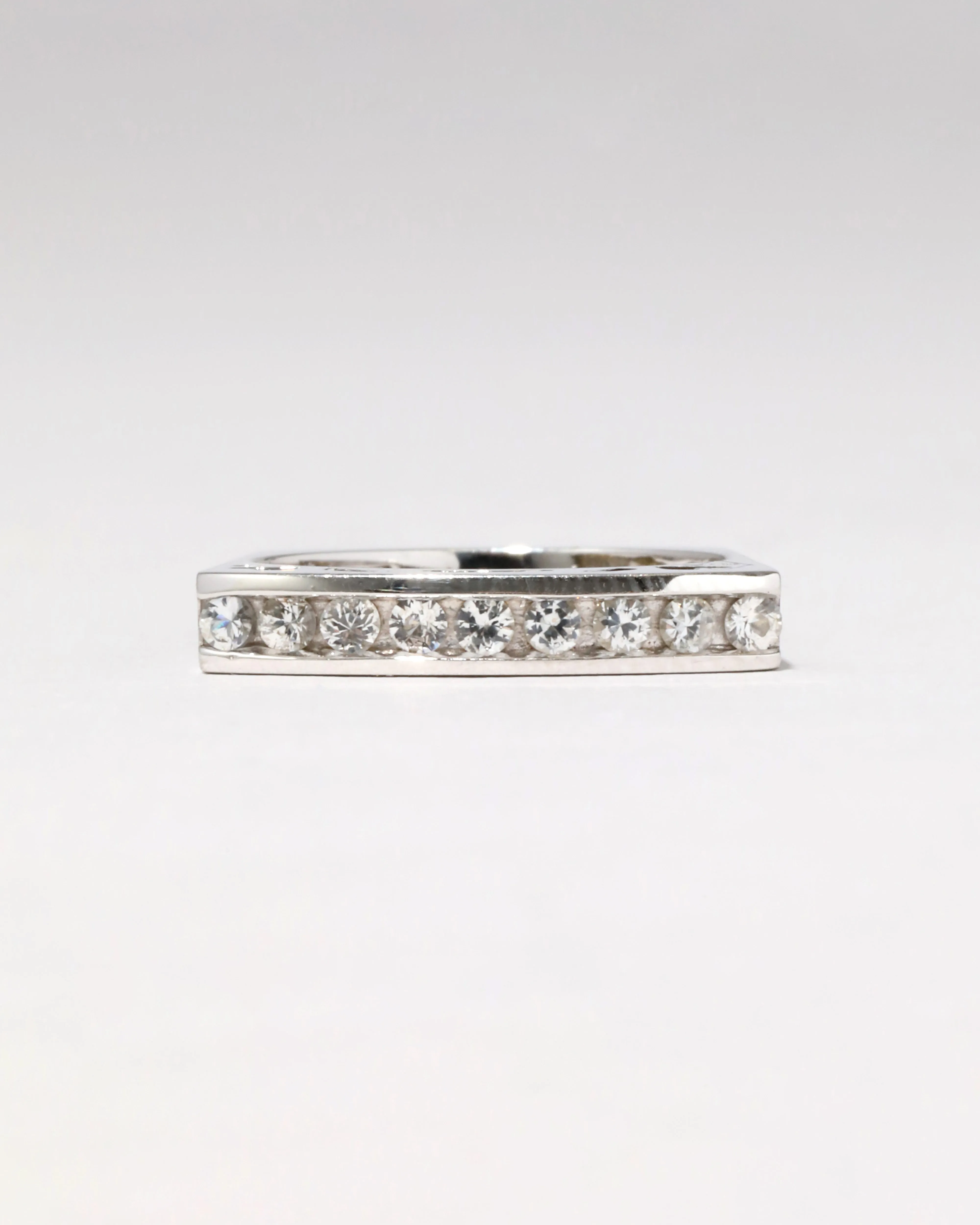 Vintage 14k White Gold Diamond Squared Band Stacking Ring sold by Alexis Bittar product image thumbnail 4