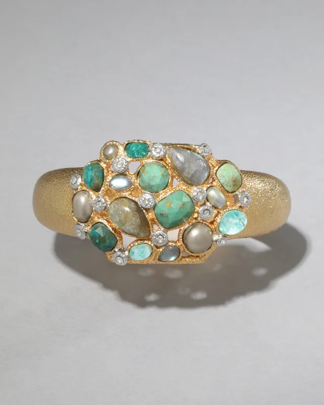 Archive Byzantine Stone Cluster Hinge Bracelet sold by Alexis Bittar