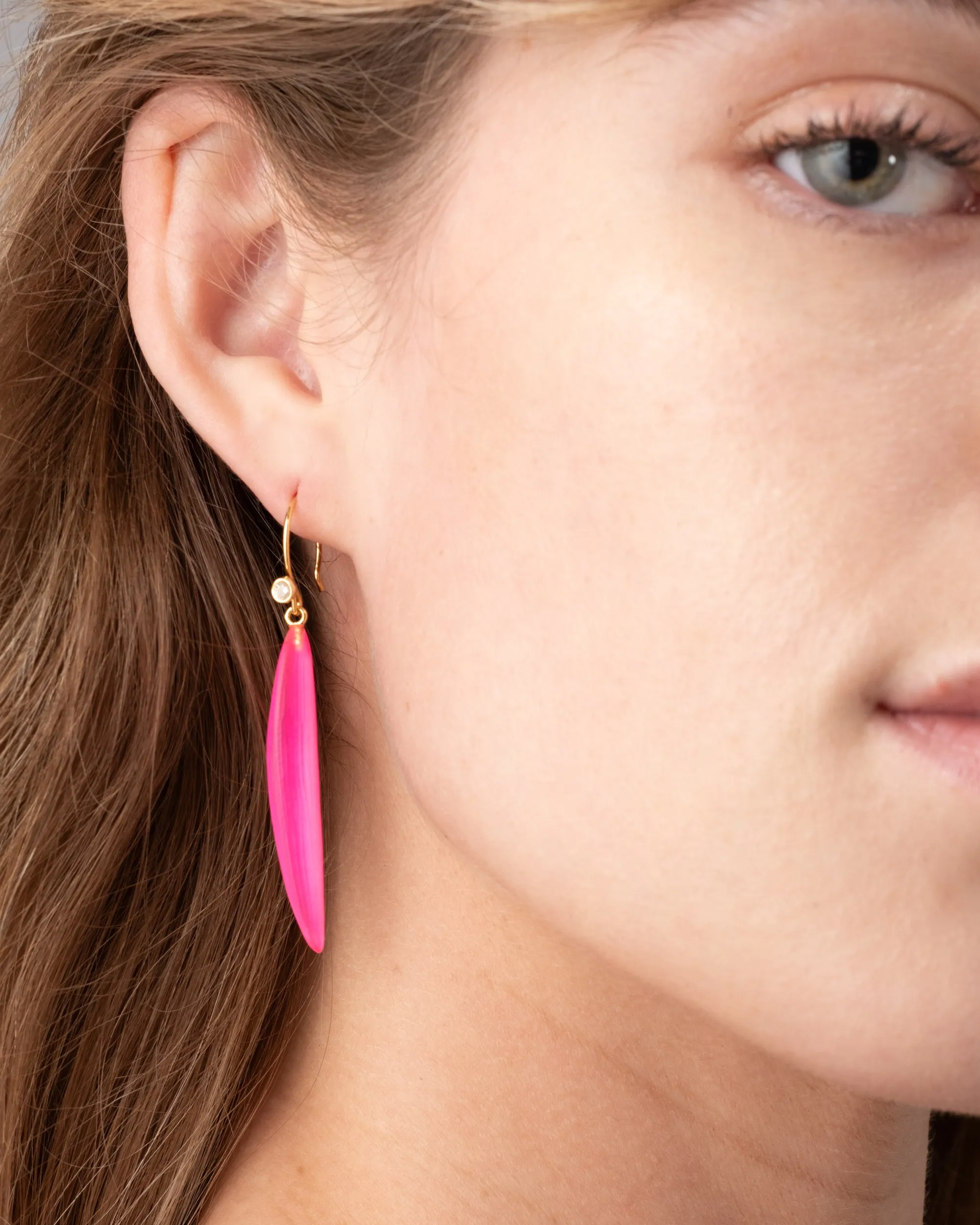 Lucite Sliver Wire Earring- Neon Pink sold by Alexis Bittar product image thumbnail 2