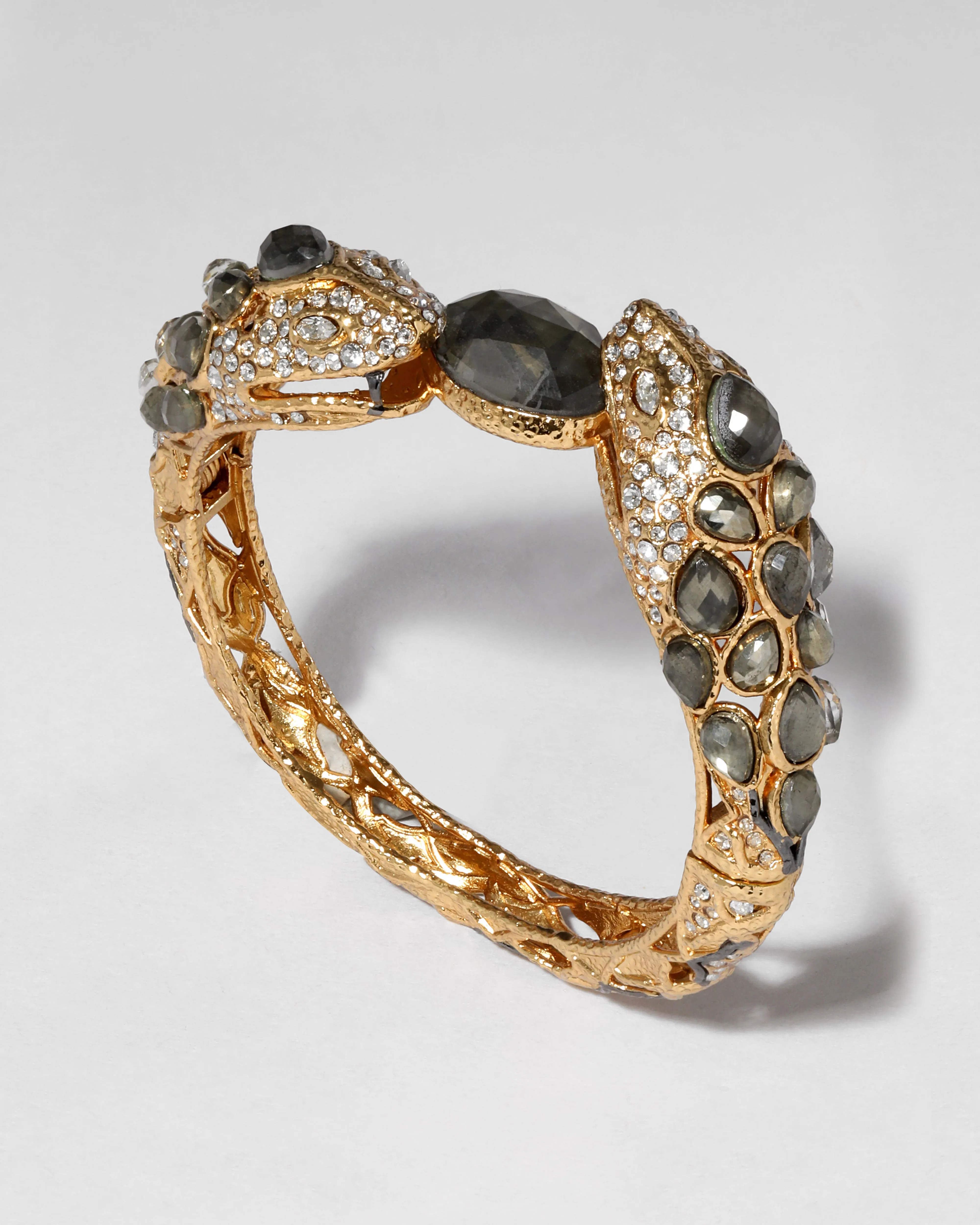Archive Byzantine Crystal Double Snake Head Hinge Bracelet sold by Alexis Bittar