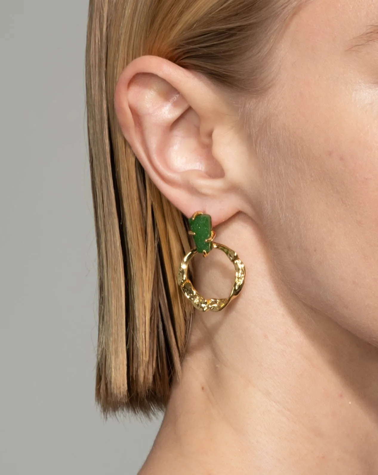 Mobile Green Druzy Door Knocker Earring sold by Alexis Bittar product image thumbnail 2