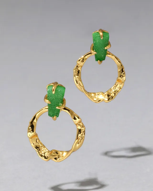 Mobile Green Druzy Door Knocker Earring sold by Alexis Bittar