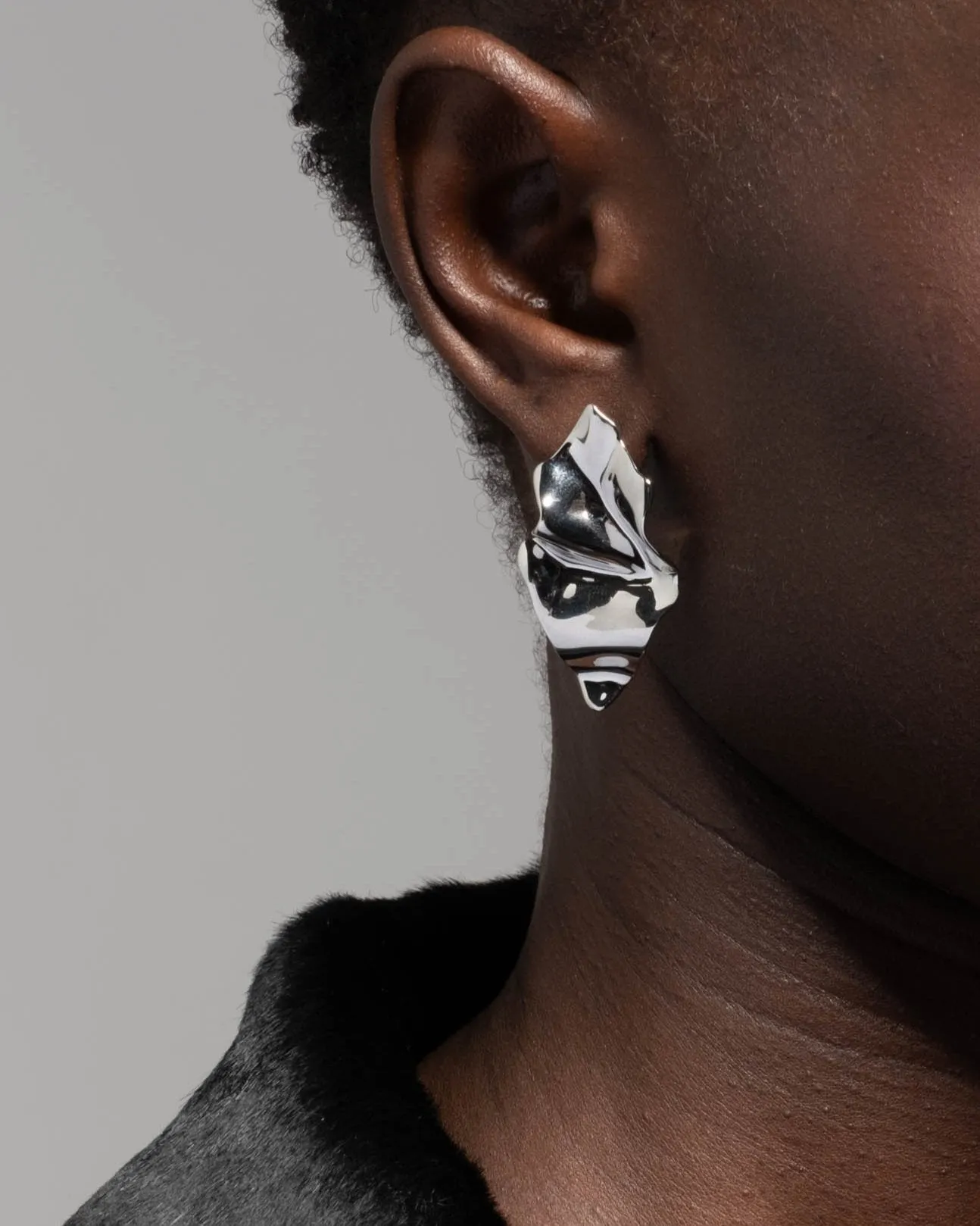 Crumpled Small Post Earring - Silver sold by Alexis Bittar product image thumbnail 2