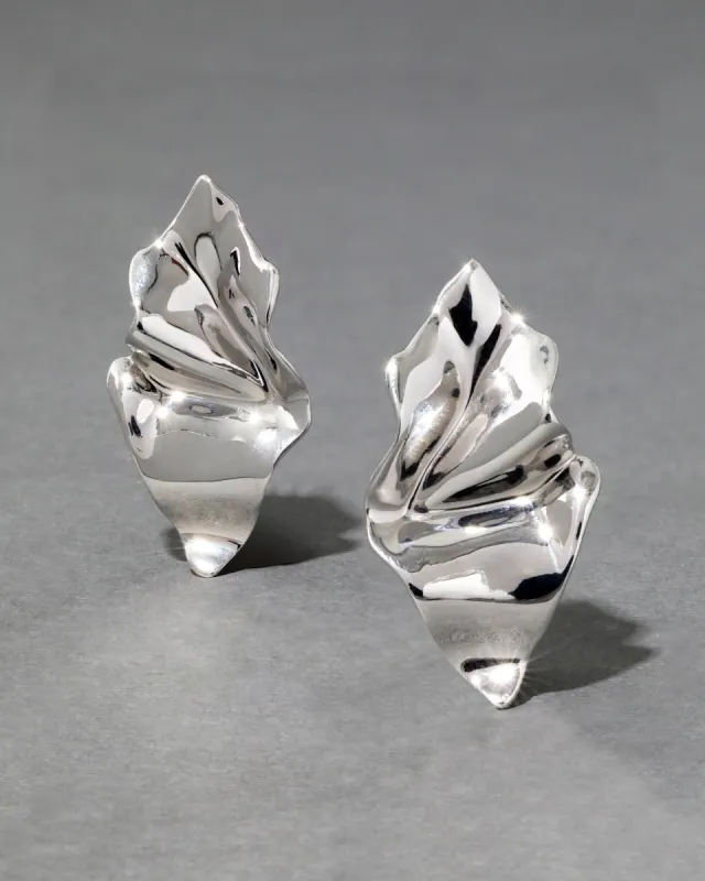 Crumpled Small Post Earring - Silver sold by Alexis Bittar