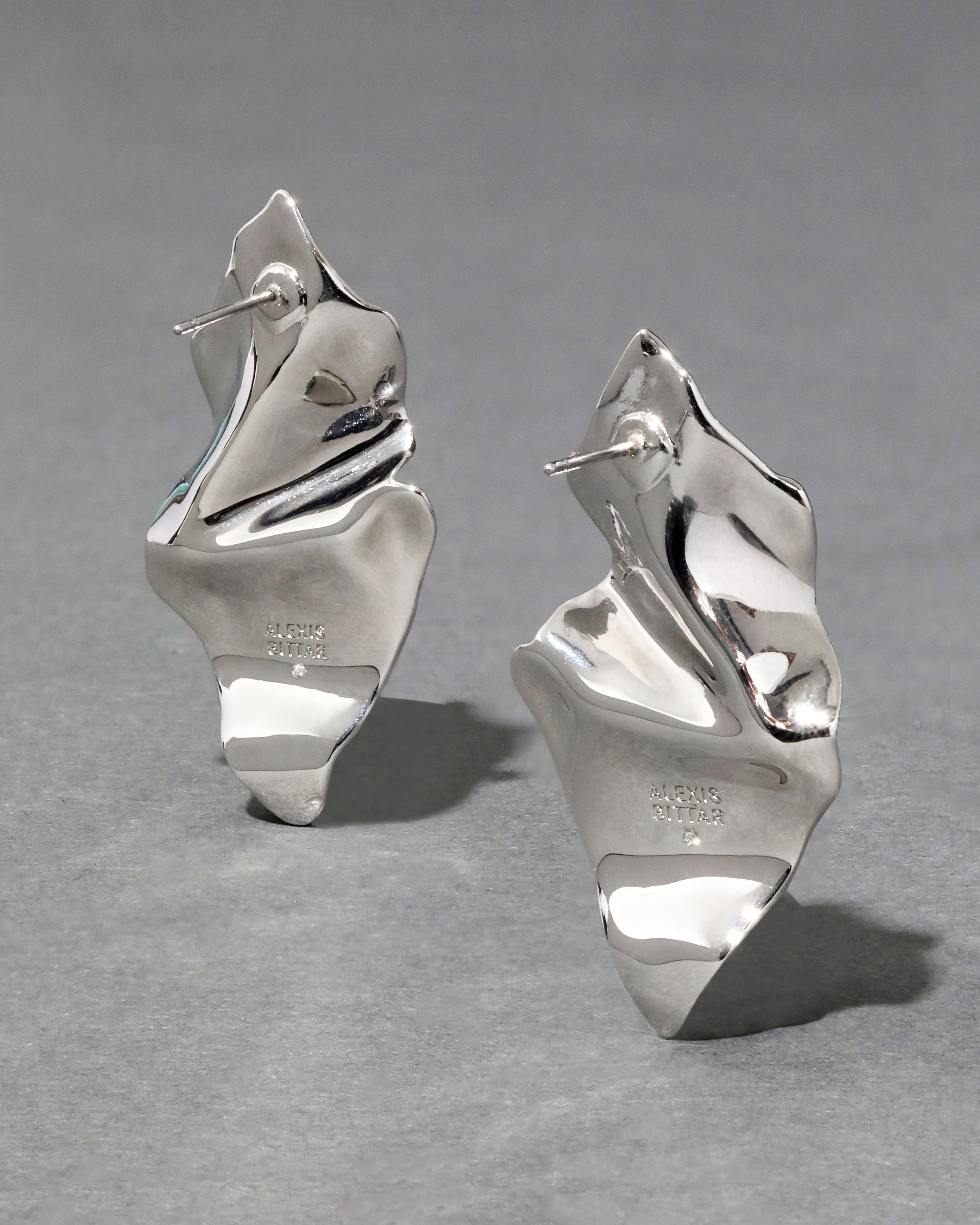 Crumpled Small Post Earring - Silver sold by Alexis Bittar product image thumbnail 4