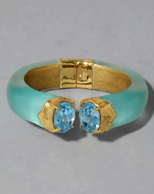 Bonbon Crystal Lucite Hinge Bracelet- Mint Green sold by Alexis Bittar