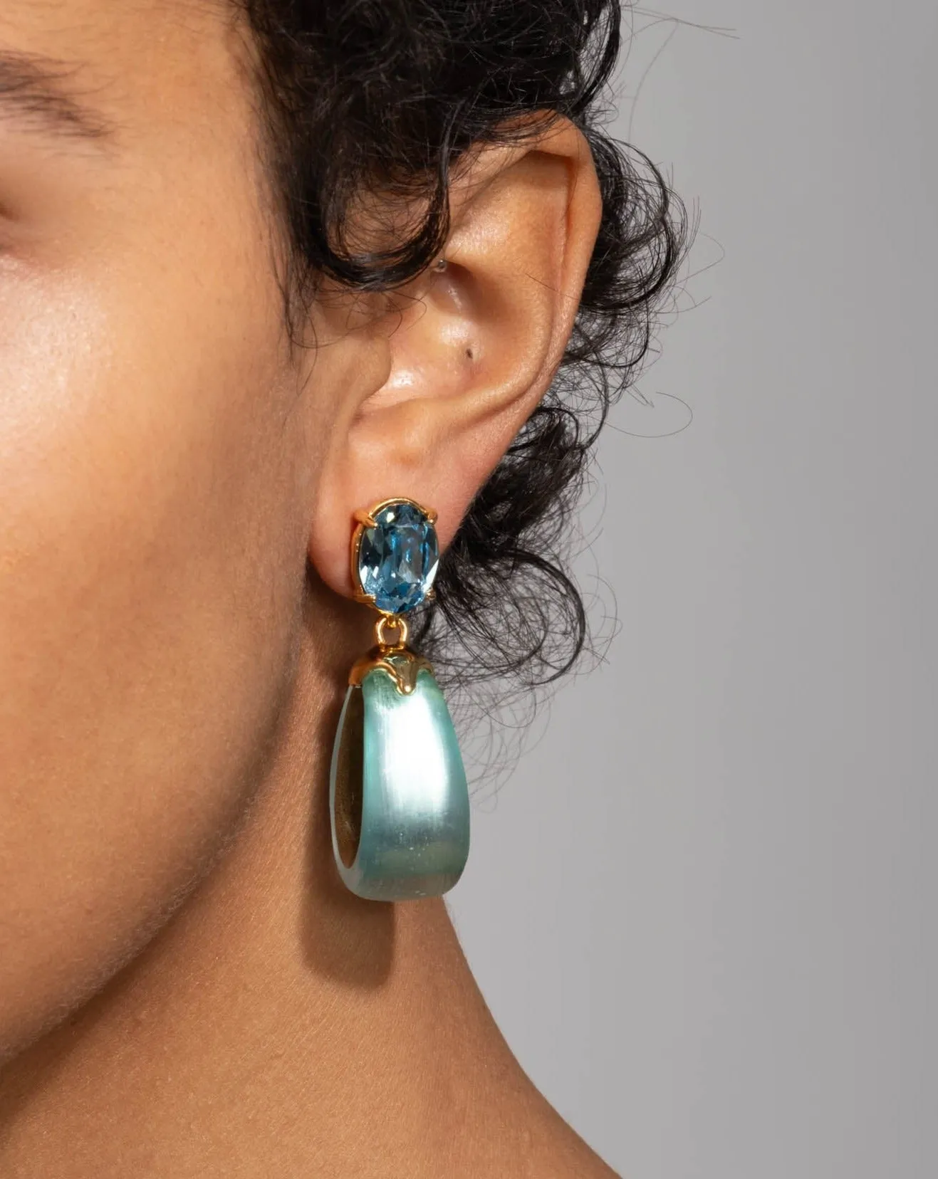 Bonbon Crystal Lucite Small Teardrop Hoop Earring- Mint Green sold by Alexis Bittar product image thumbnail 2