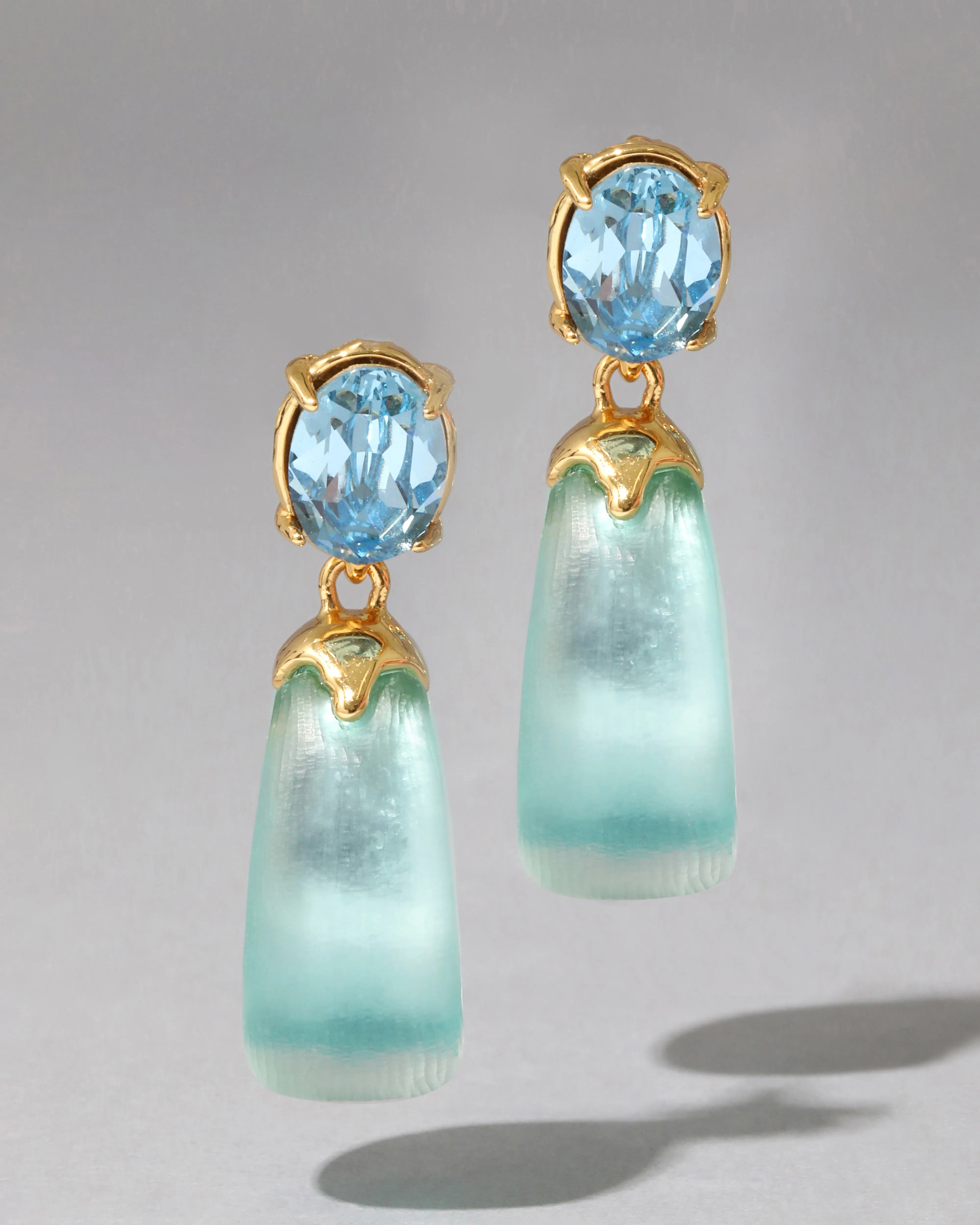 Bonbon Crystal Lucite Small Teardrop Hoop Earring- Mint Green sold by Alexis Bittar