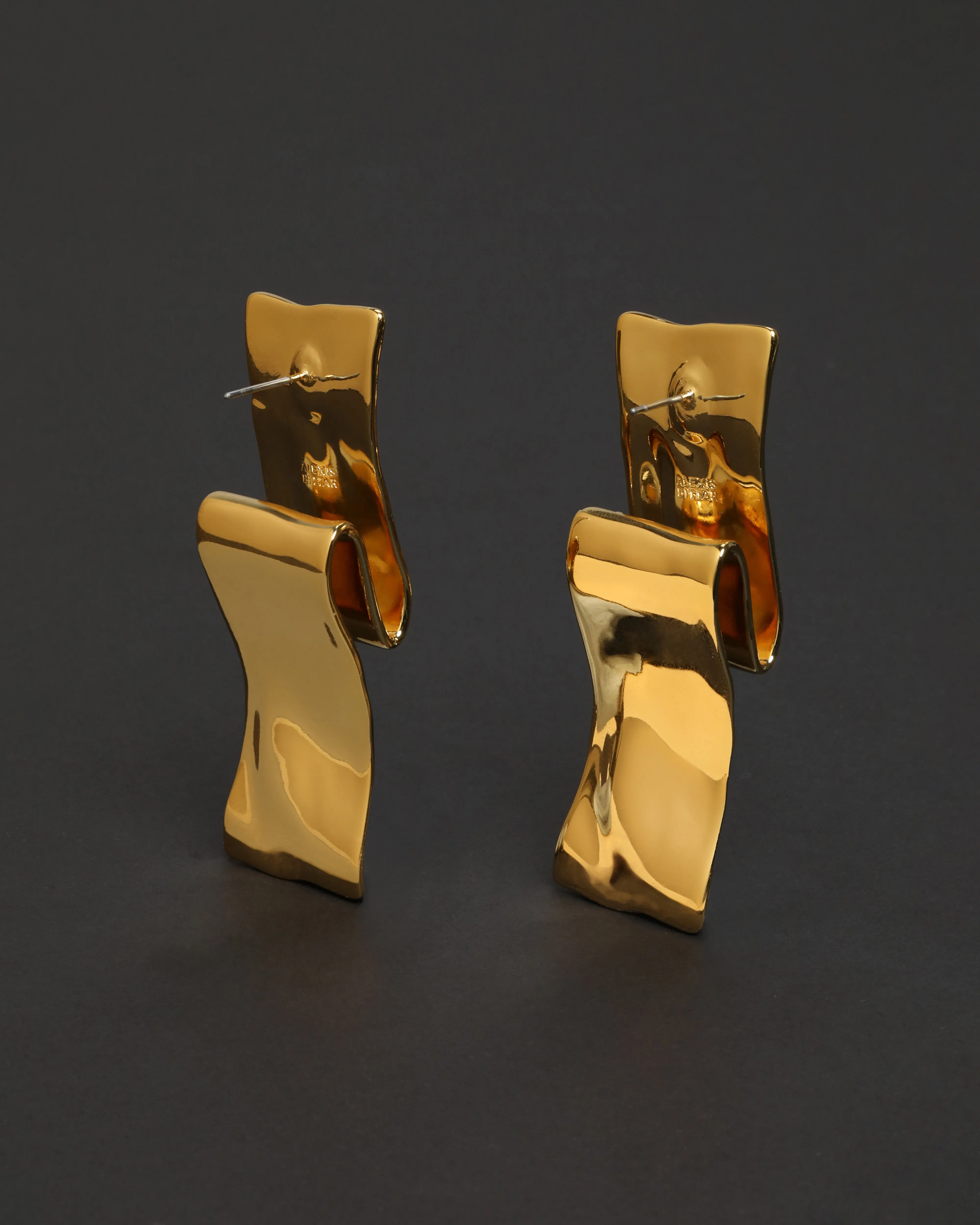 Twisted Gold Folded Ribbon Large Post Earring sold by Alexis Bittar product image thumbnail 4