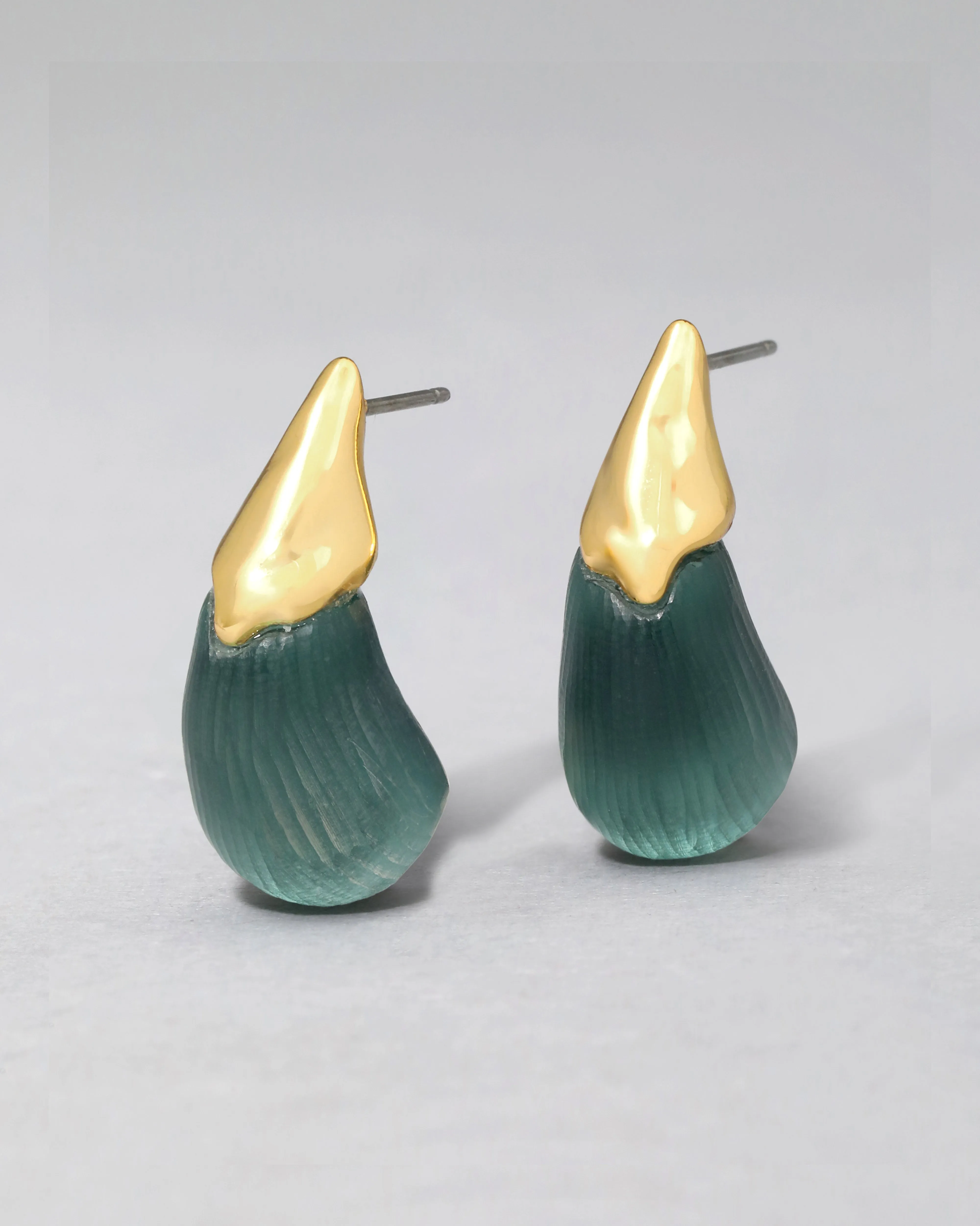 Luminous Lucite Arched Small Post Earring- Teal Blue sold by Alexis Bittar