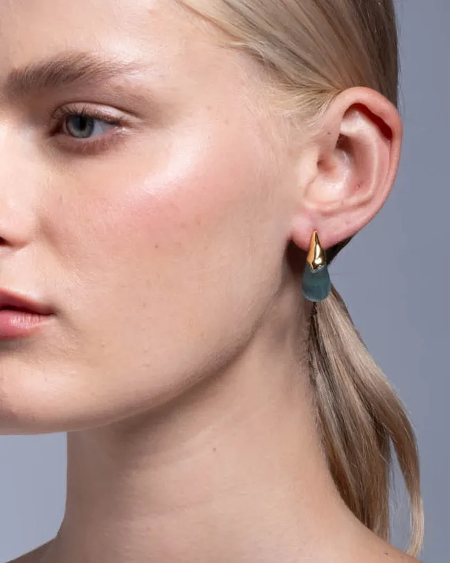 Luminous Lucite Arched Small Post Earring- Teal Blue sold by Alexis Bittar product image thumbnail 2