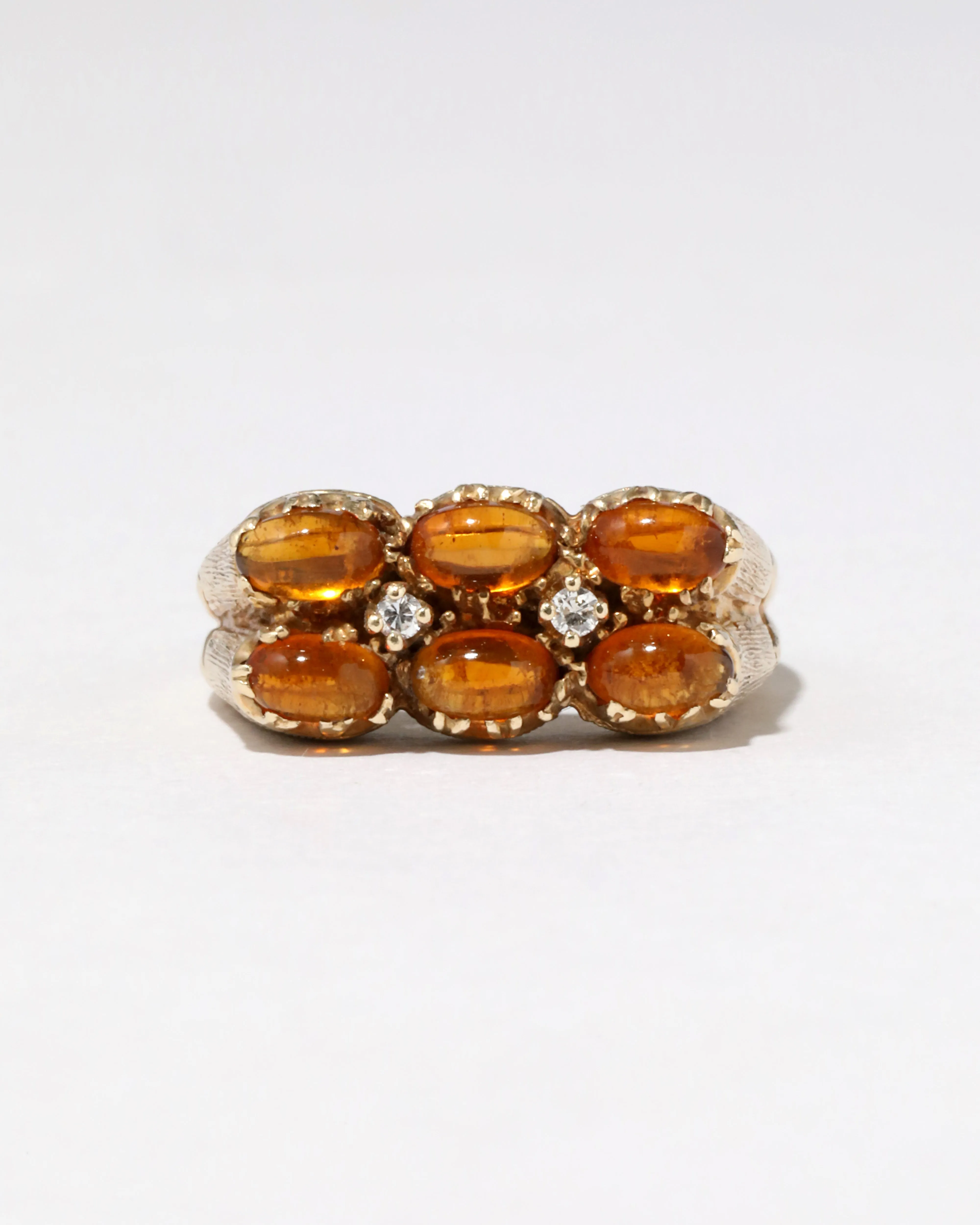 Vintage 1970s 14k Gold Whiskey Citrine & DIamond Hand Etched Ring sold by Alexis Bittar product image thumbnail 3