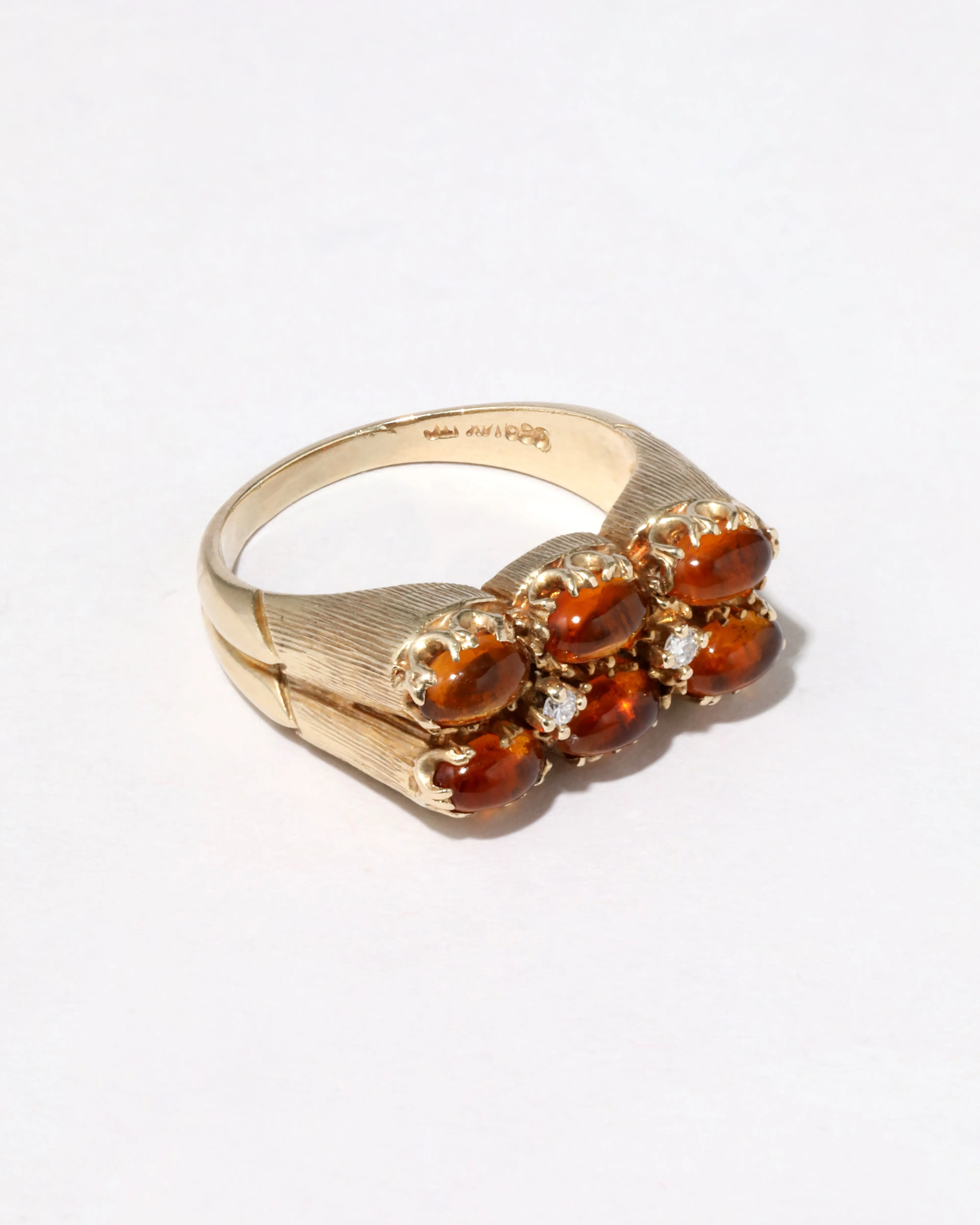 Vintage 1970s 14k Gold Whiskey Citrine & DIamond Hand Etched Ring sold by Alexis Bittar product image thumbnail 2