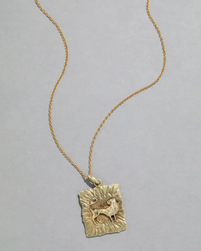 Vintage 1970s 14k Gold Lion Pendant Necklace sold by Alexis Bittar