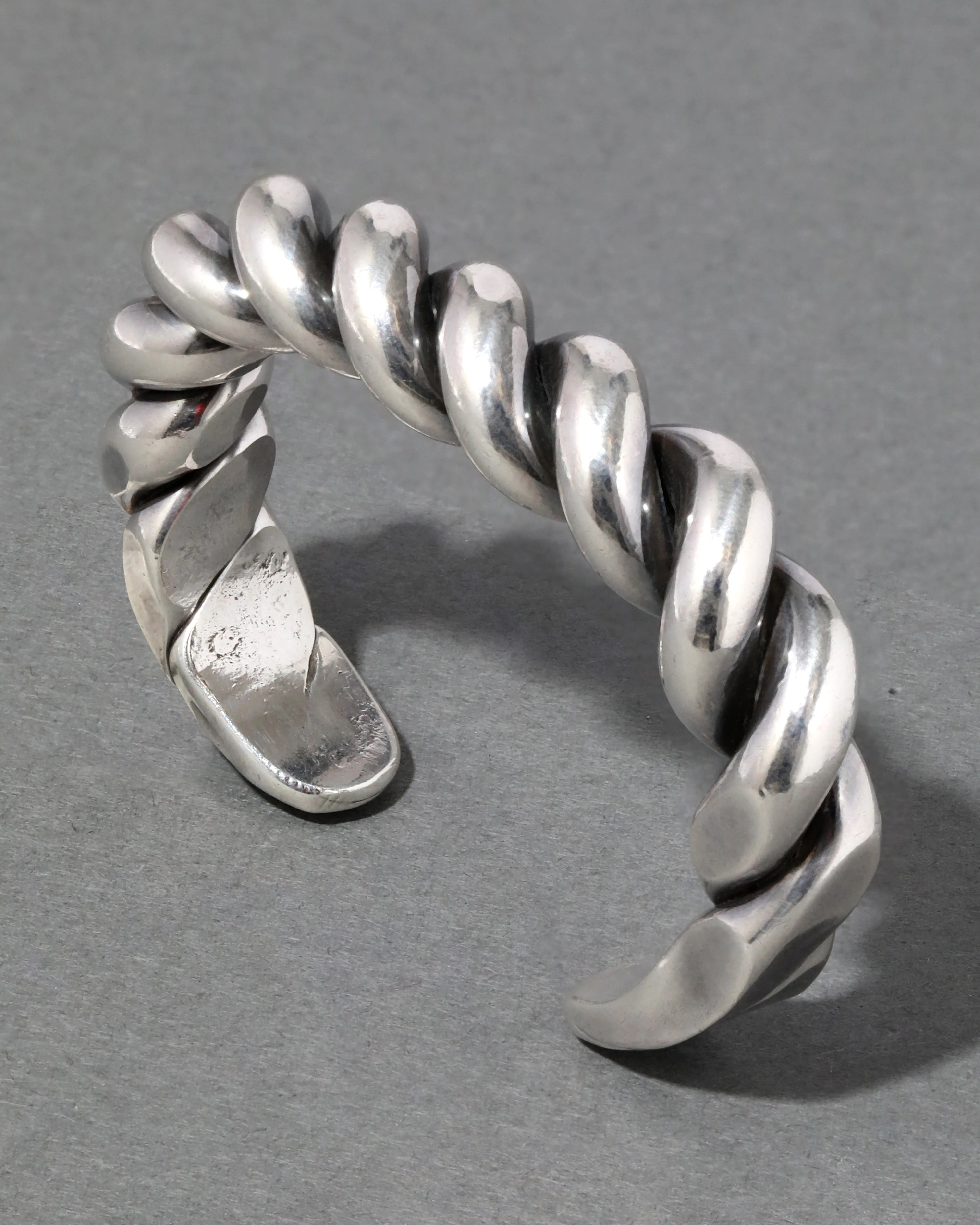 Vintage 1970s Sterling Silver Handmade Spiraled Cuff Bracelet sold by Alexis Bittar