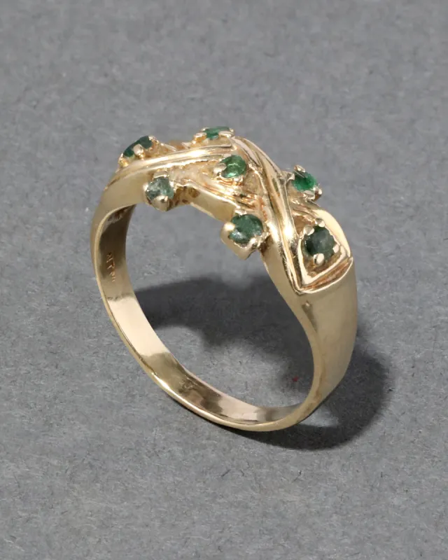 Vintage 1960s 14k Gold Emerald Knotted Band Rope Ring sold by Alexis Bittar