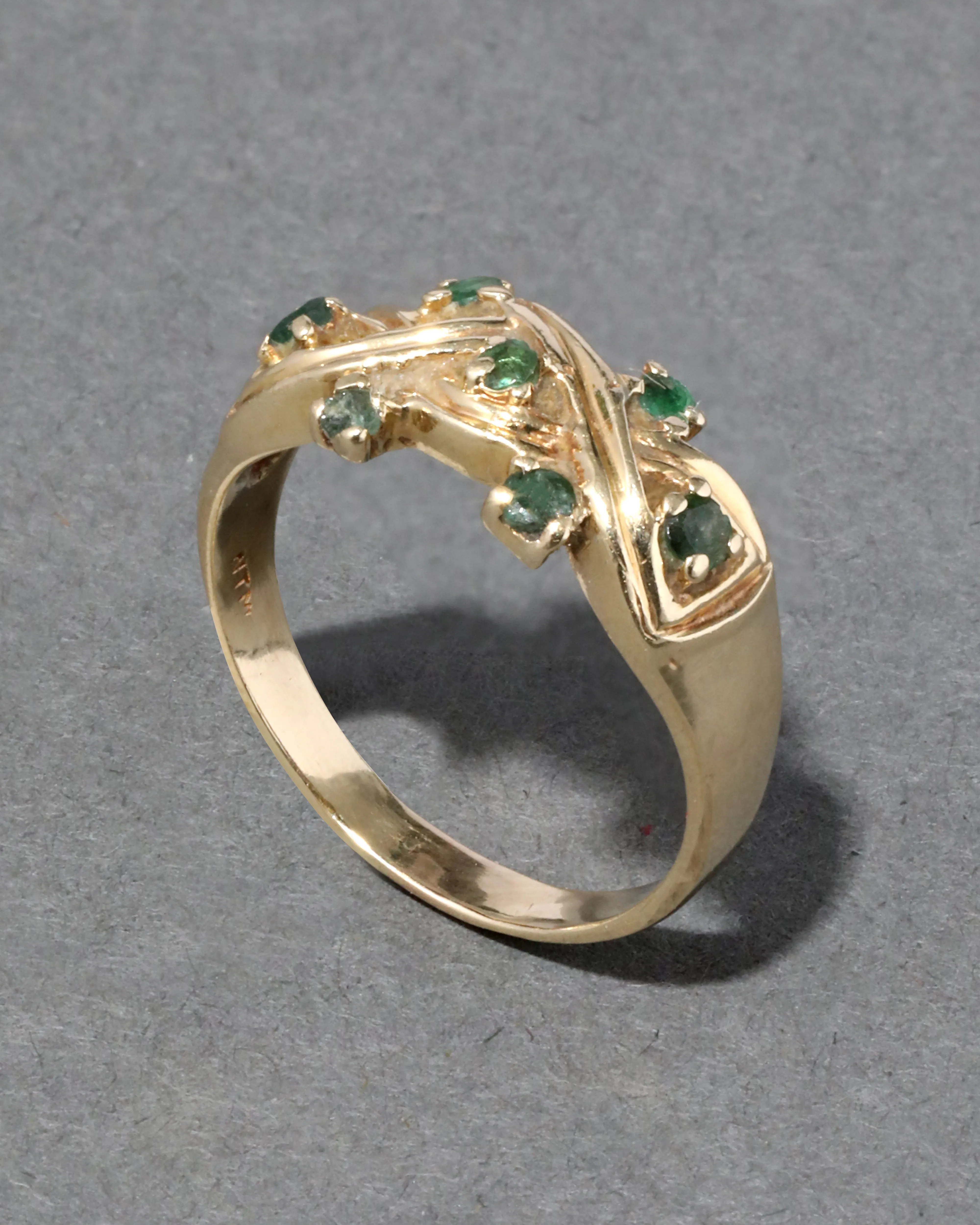 Vintage 1960s 14k Gold Emerald Knotted Band Rope Ring sold by Alexis Bittar