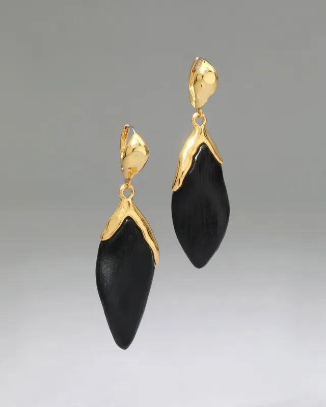 Luminous Lucite Petal Leverback Earring- Black sold by Alexis Bittar