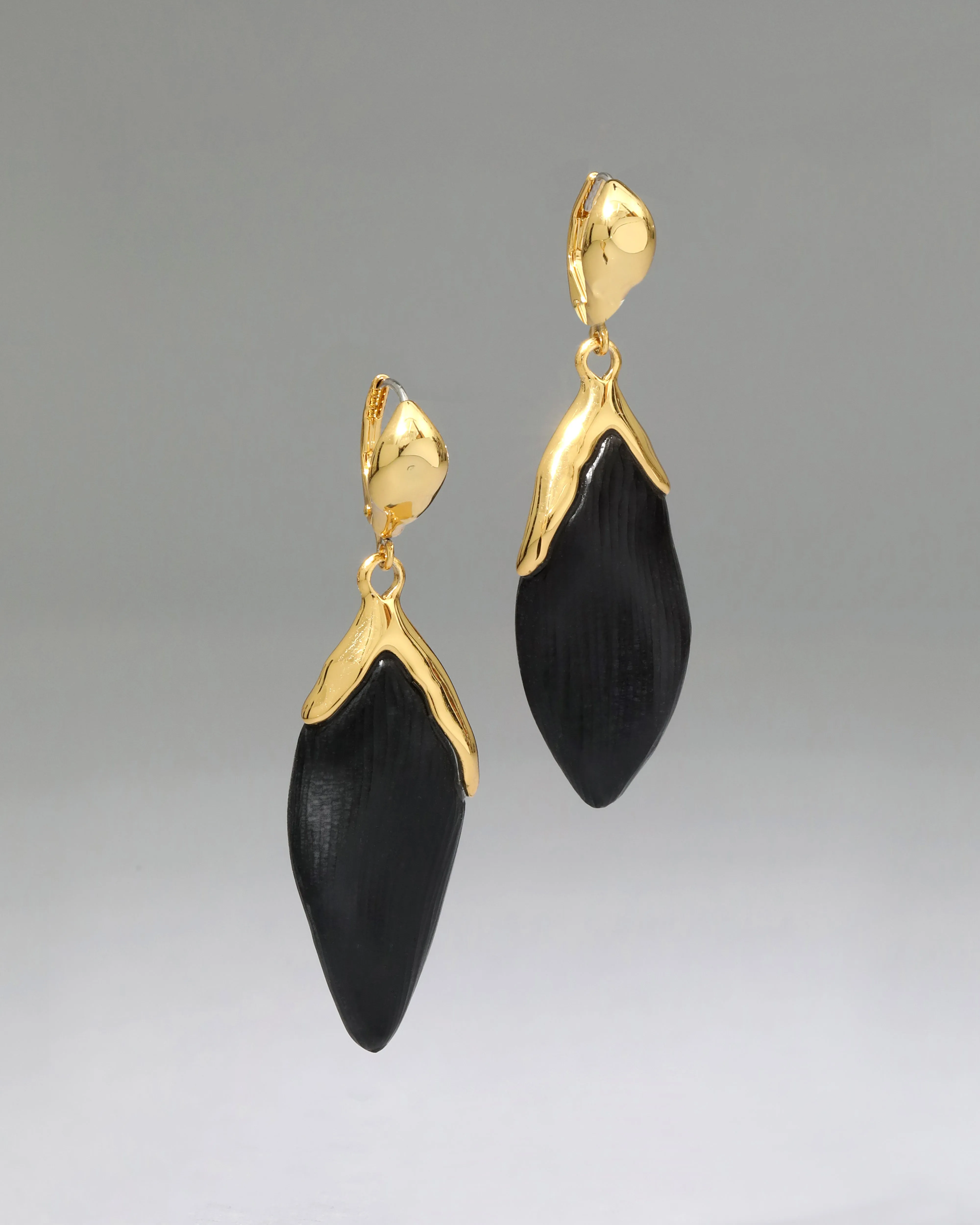 Luminous Lucite Petal Leverback Earring- Black sold by Alexis Bittar