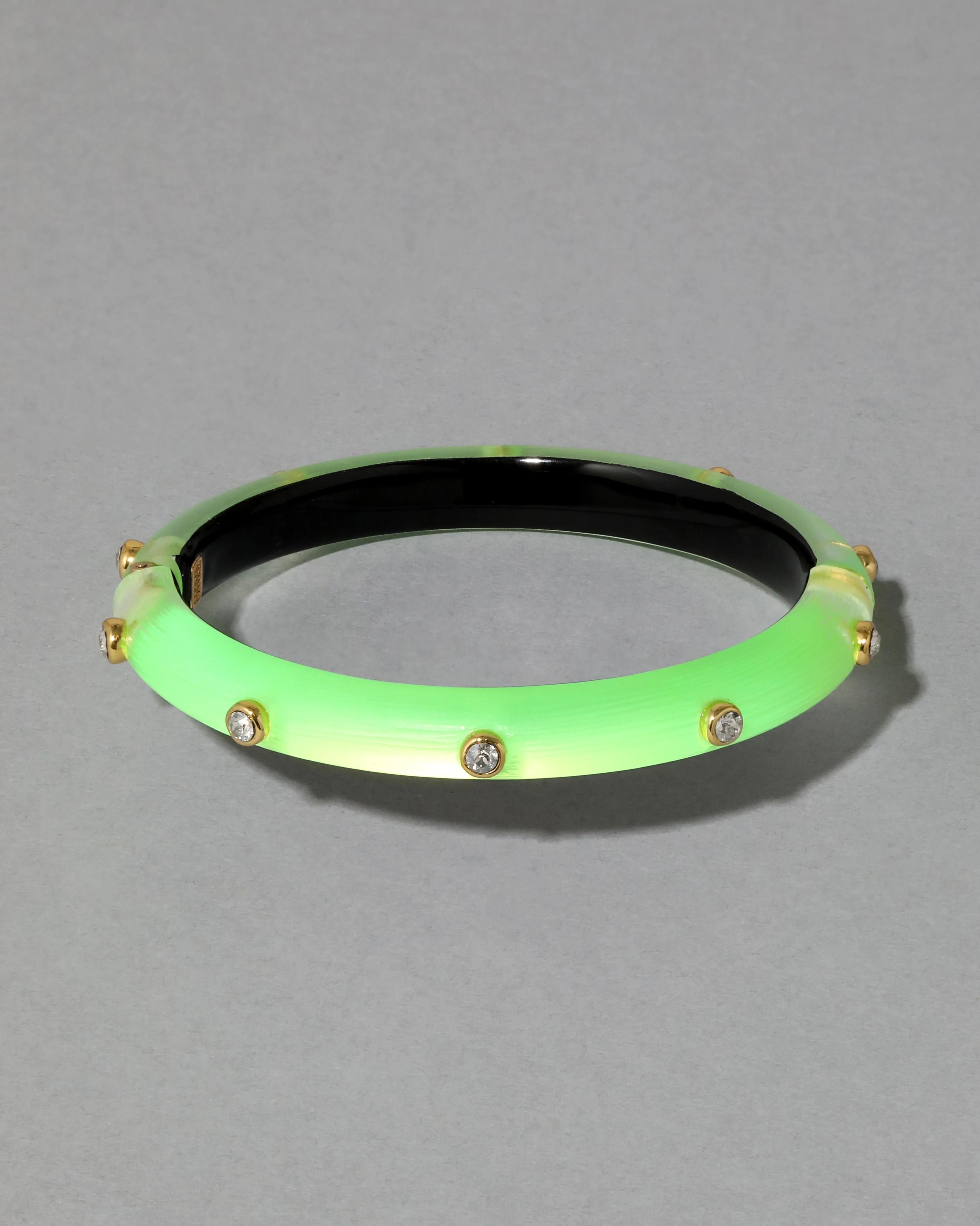 Crystal Studded Lucite Hinge Bracelet- Neon Green sold by Alexis Bittar